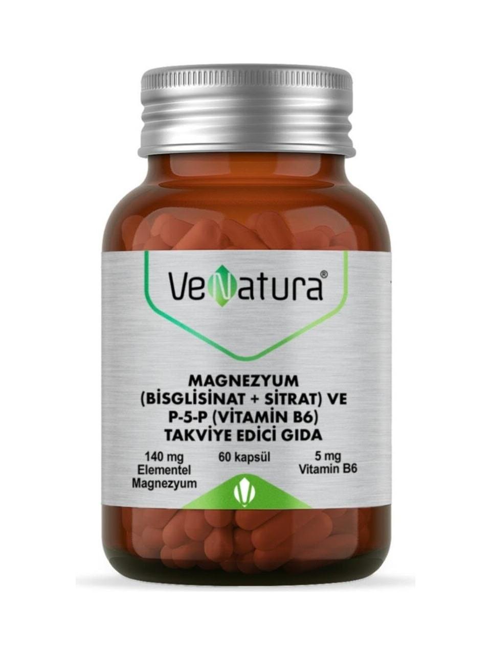 VENATURA MAGNEZYUM BİSGLİSİNAT + SİTRAT P-5-P VİTAMİN B6 140MG 60 KAPSÜL