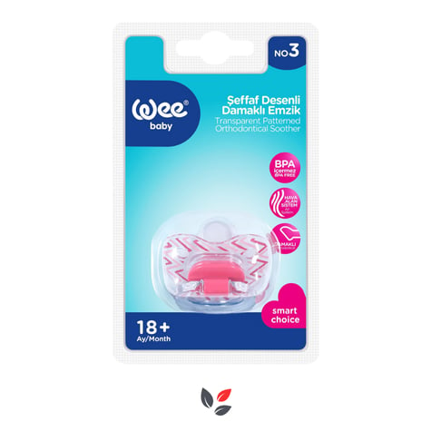 Wee Baby 838 Şeffaf Desenli Damaklı Emzik No 3