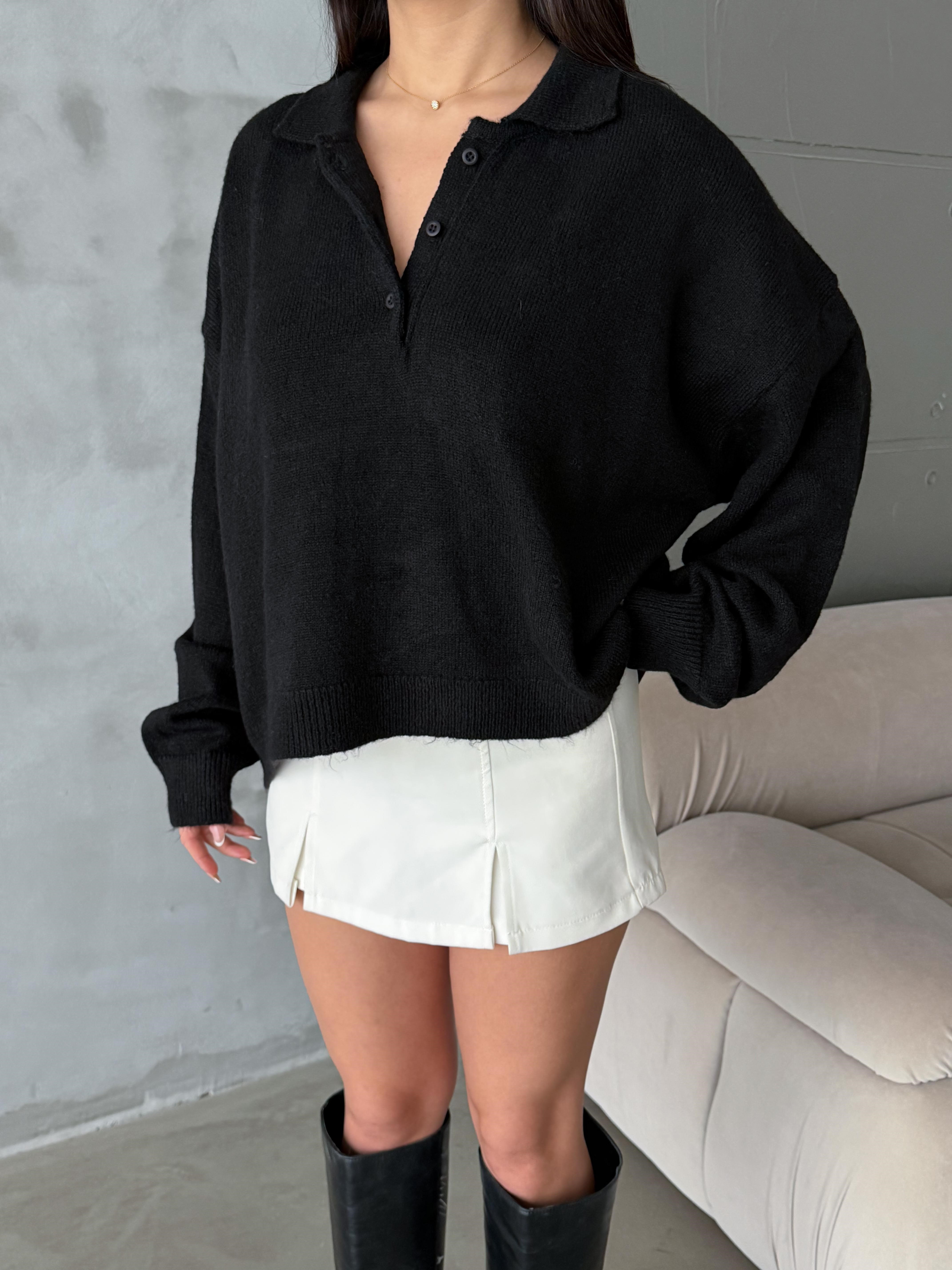 Polo Yaka Oversize Kadın Triko