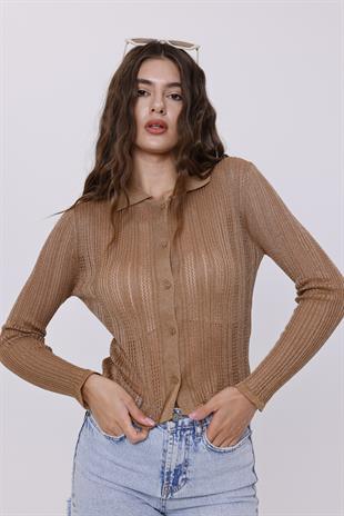 Simli Düğmeli Kadın Hırka