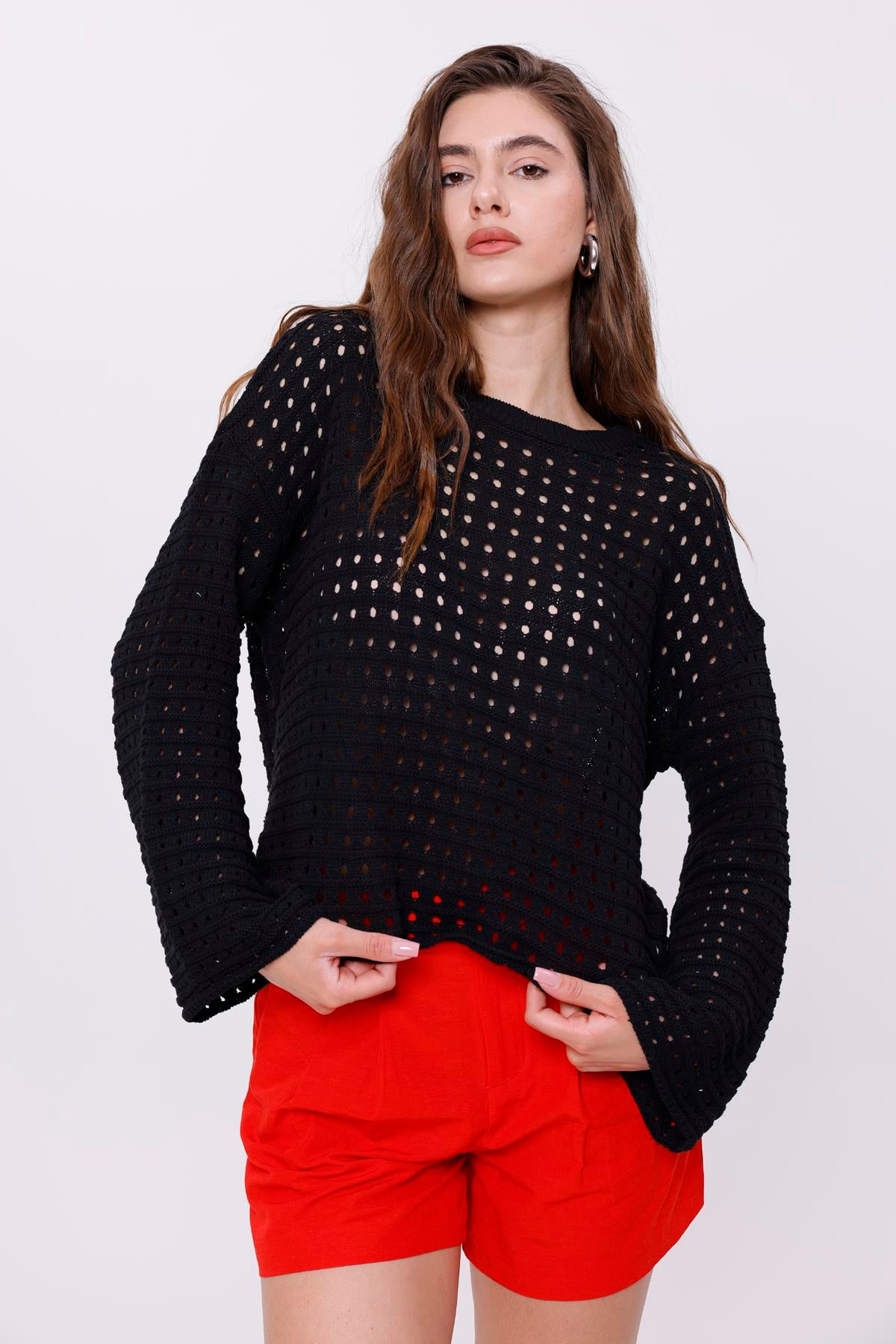 Ajurlu Triko Kadın Bluz