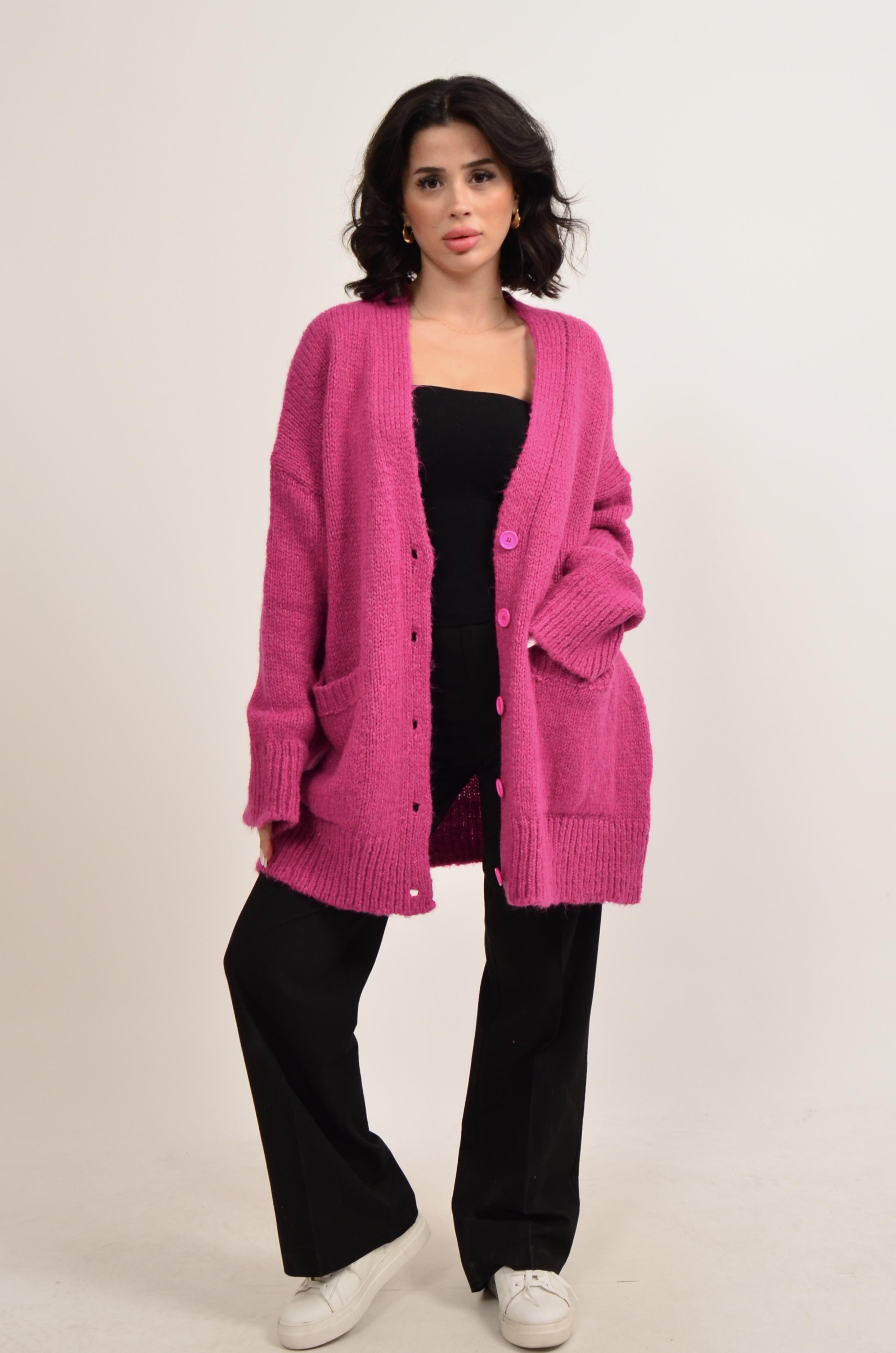 Düğmeli Bayan Hırka