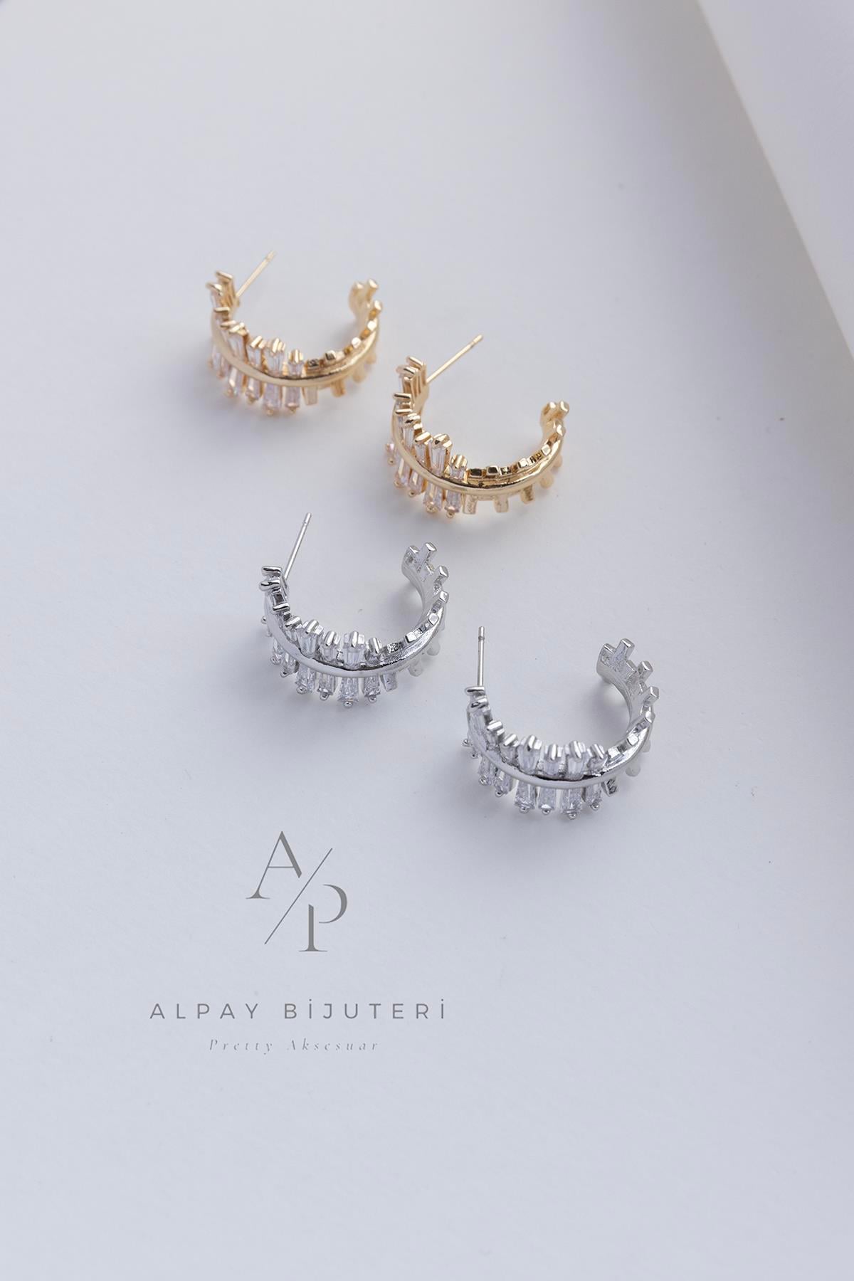 Zirkon Taş Halka Küpe 