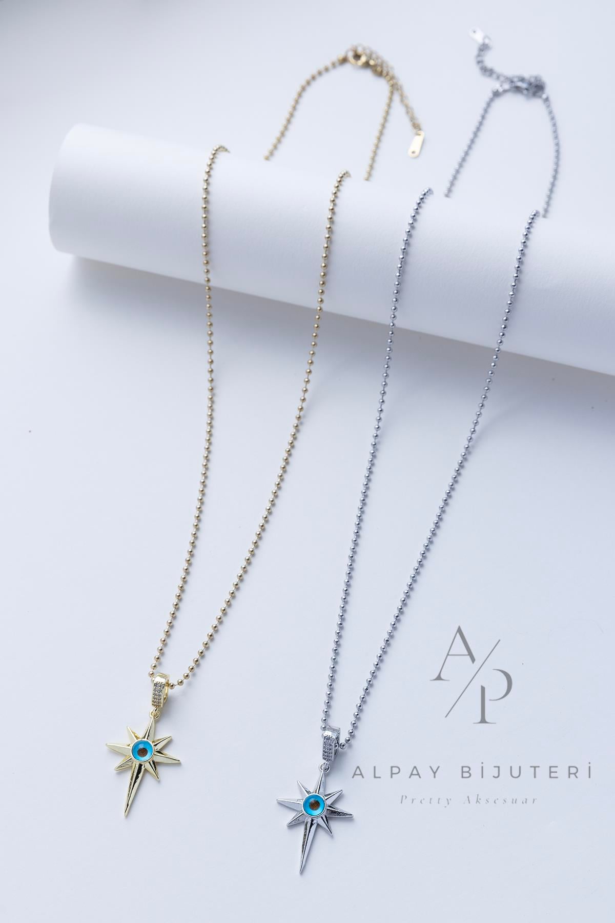 Gözbebeği Işıltı Sembol Çelik Kolye