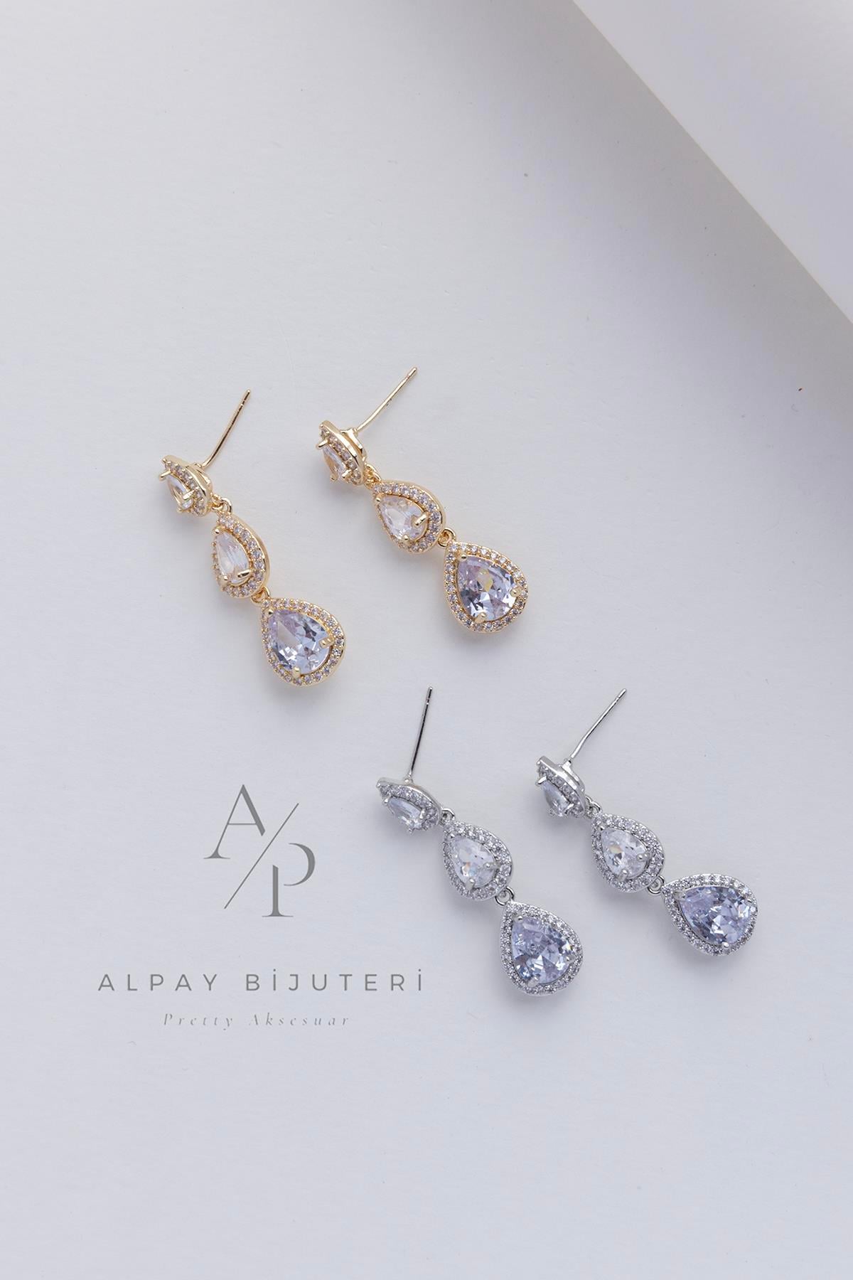 Zirkon Su Damlası Küpe