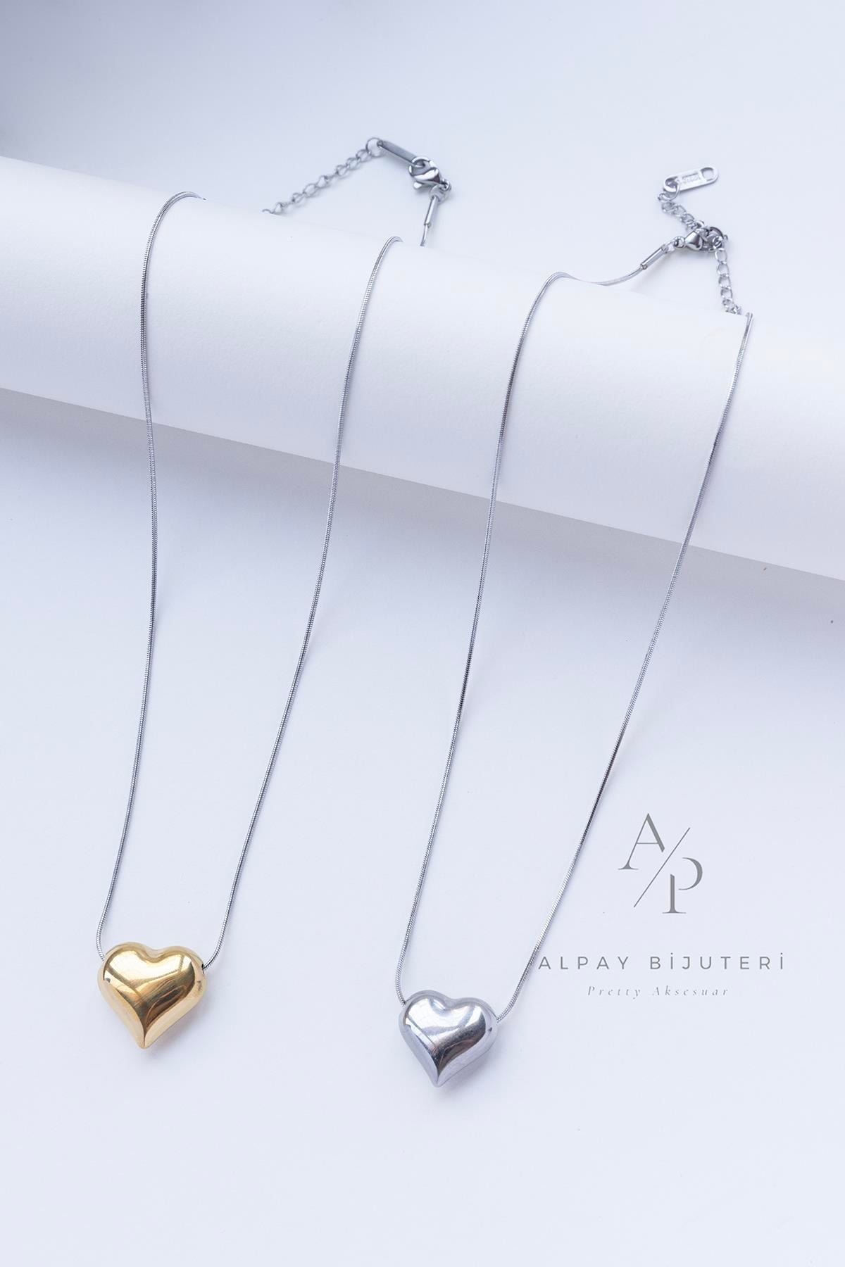 Kalp Model Çelik Kolye