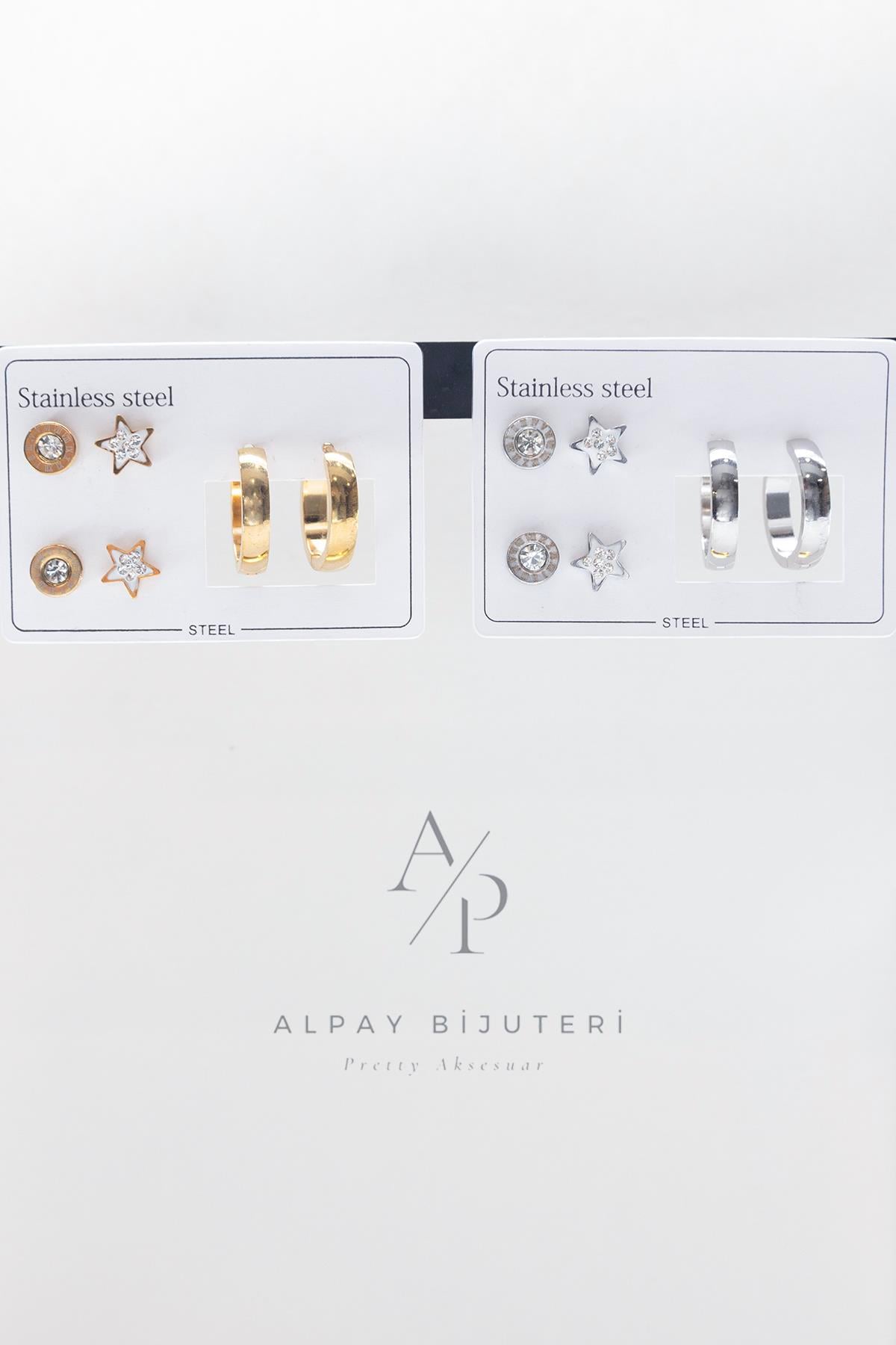 Altılı Çelik Küpe