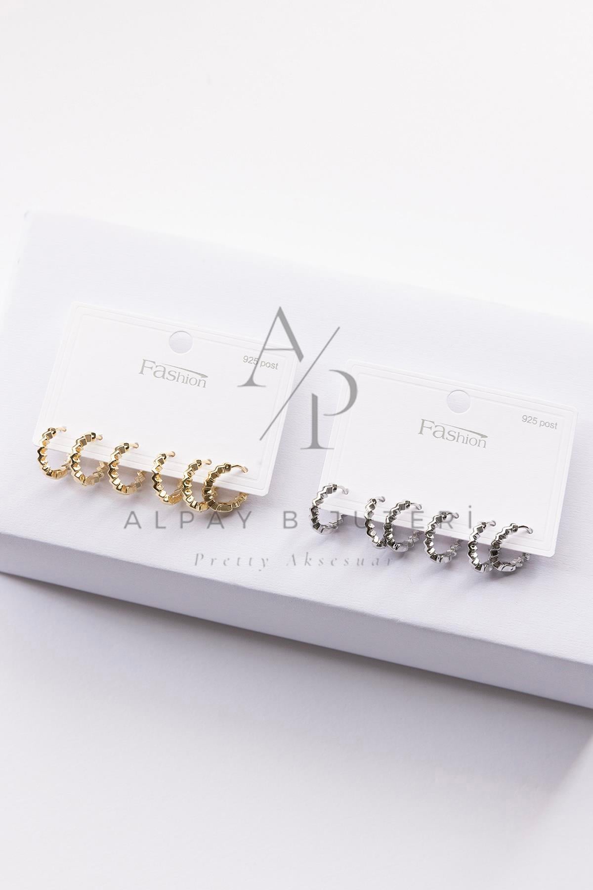 Altılı Şık Tasarım Küpe