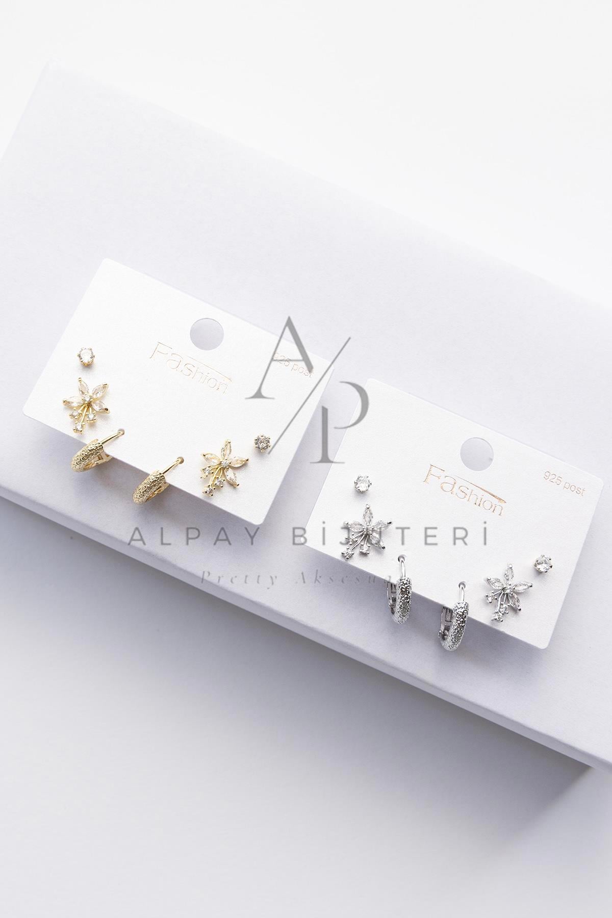 Altılı Şık Tasarım Küpe