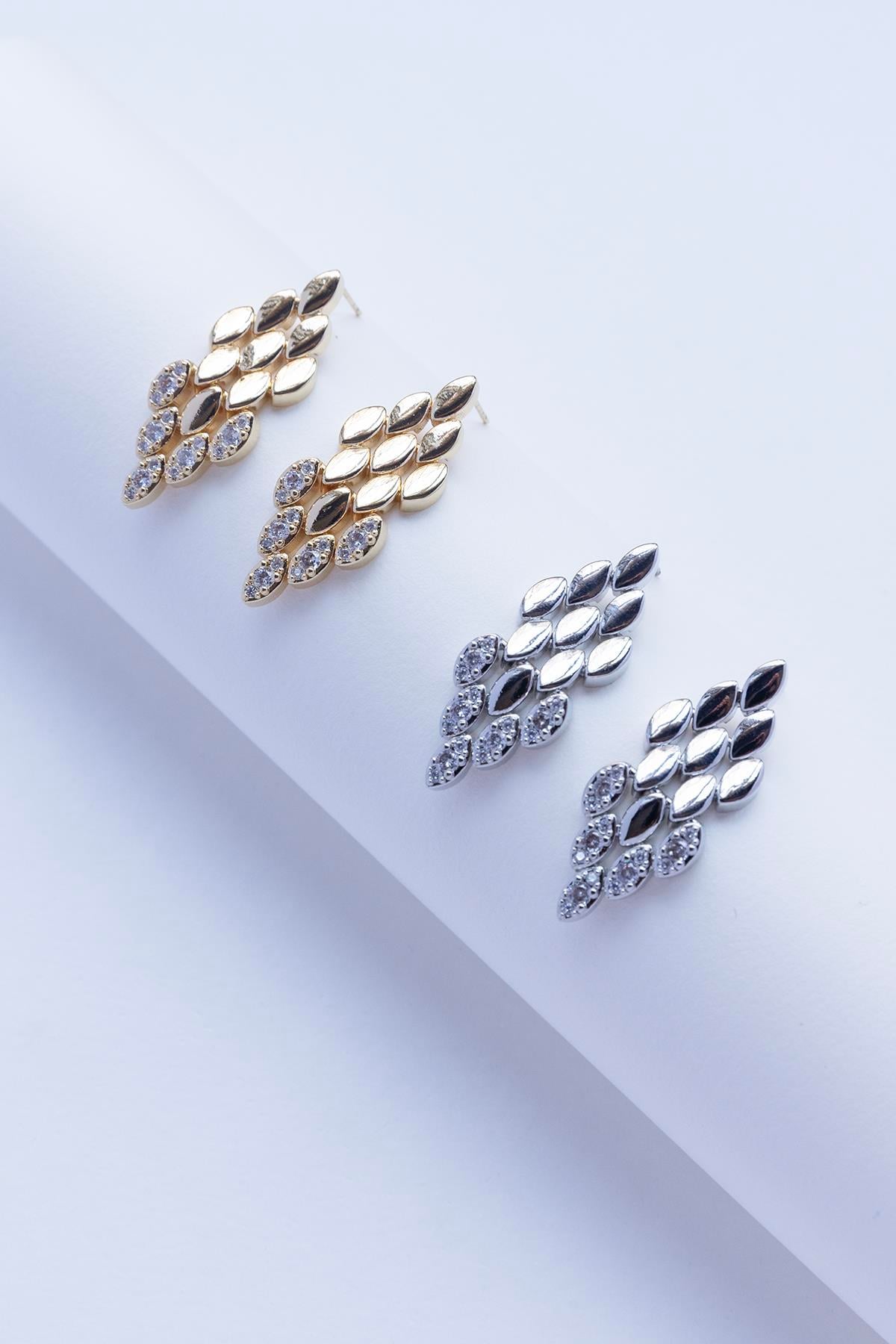 Zirkon Yağmur Motifli Küpe