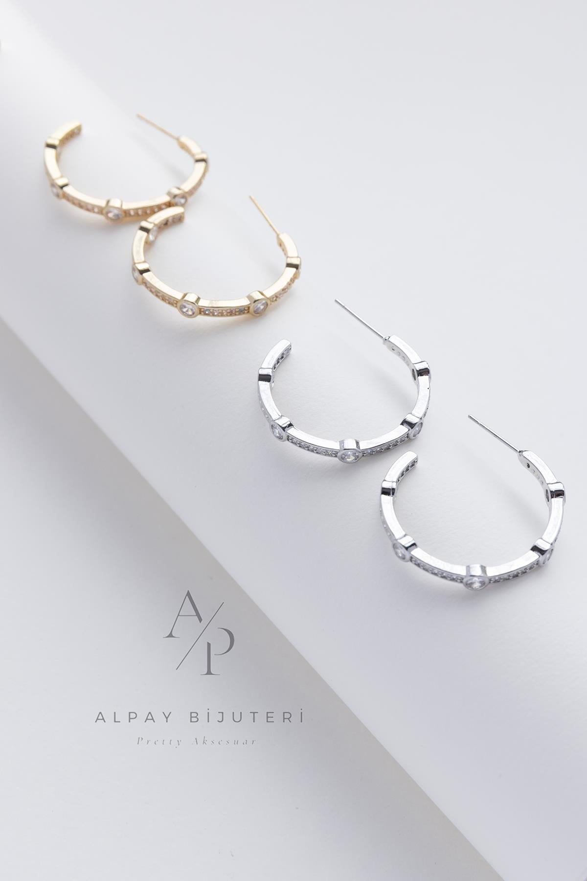 Zirkon Taş Halka Küpe