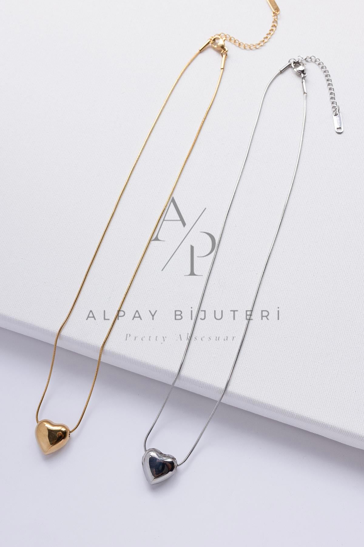 Kalp Model Çelik Kolye