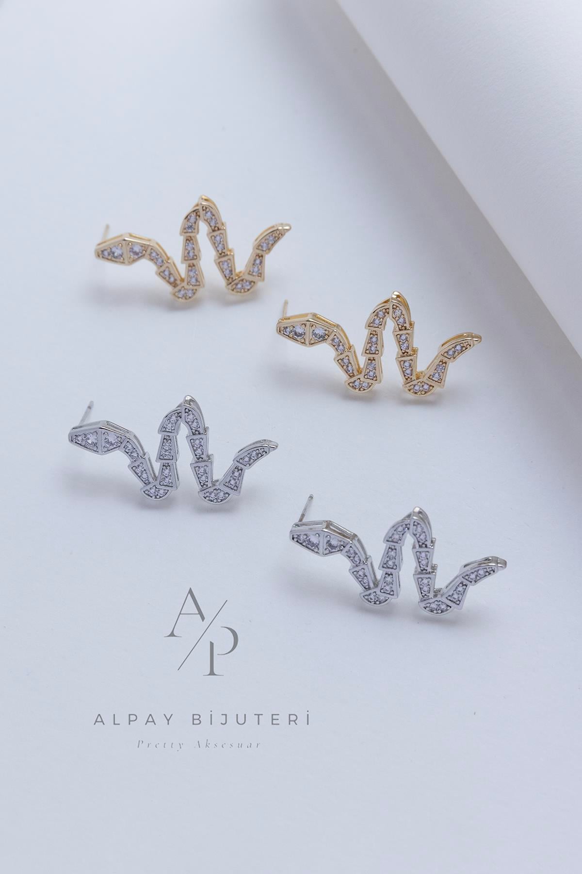 Zirkon Snake Model Küpe