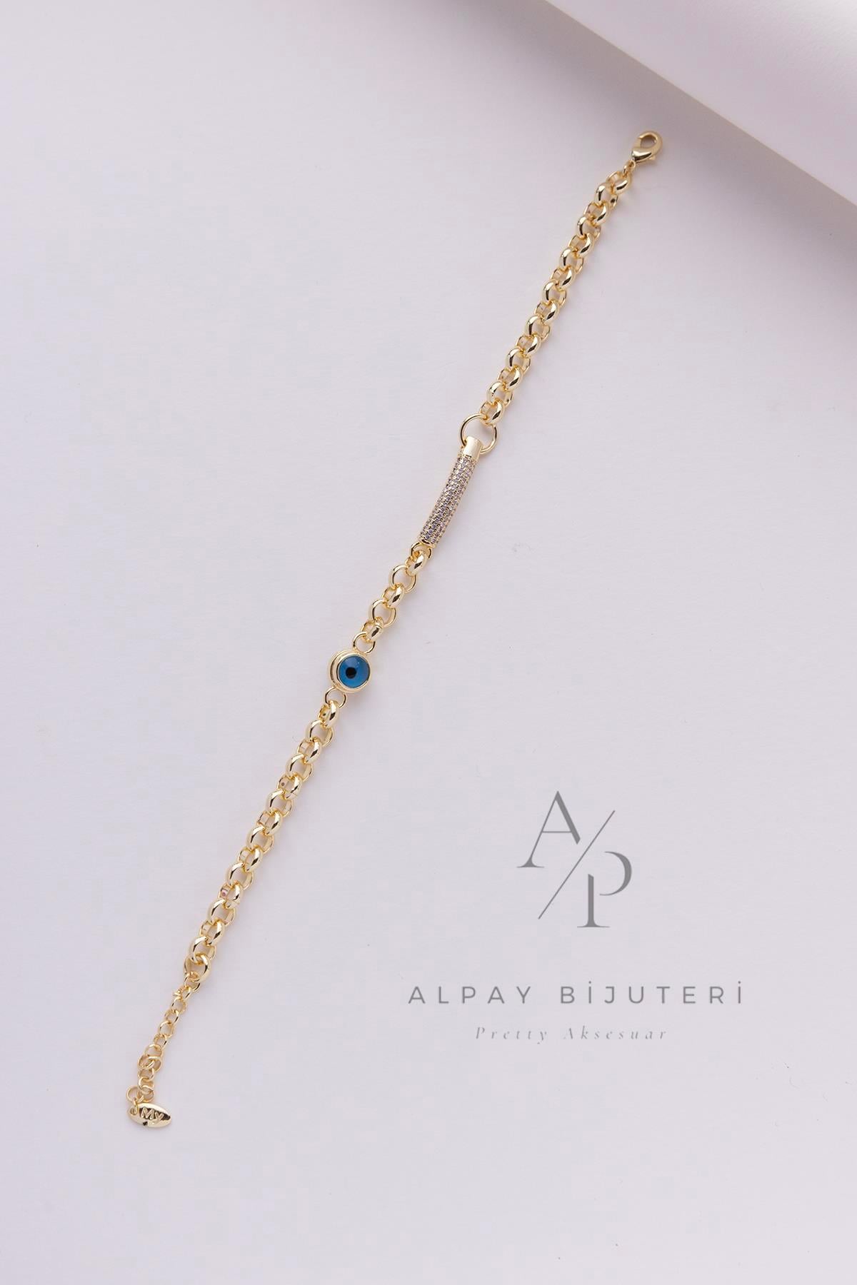 VIP Altın Mavi Bileklik