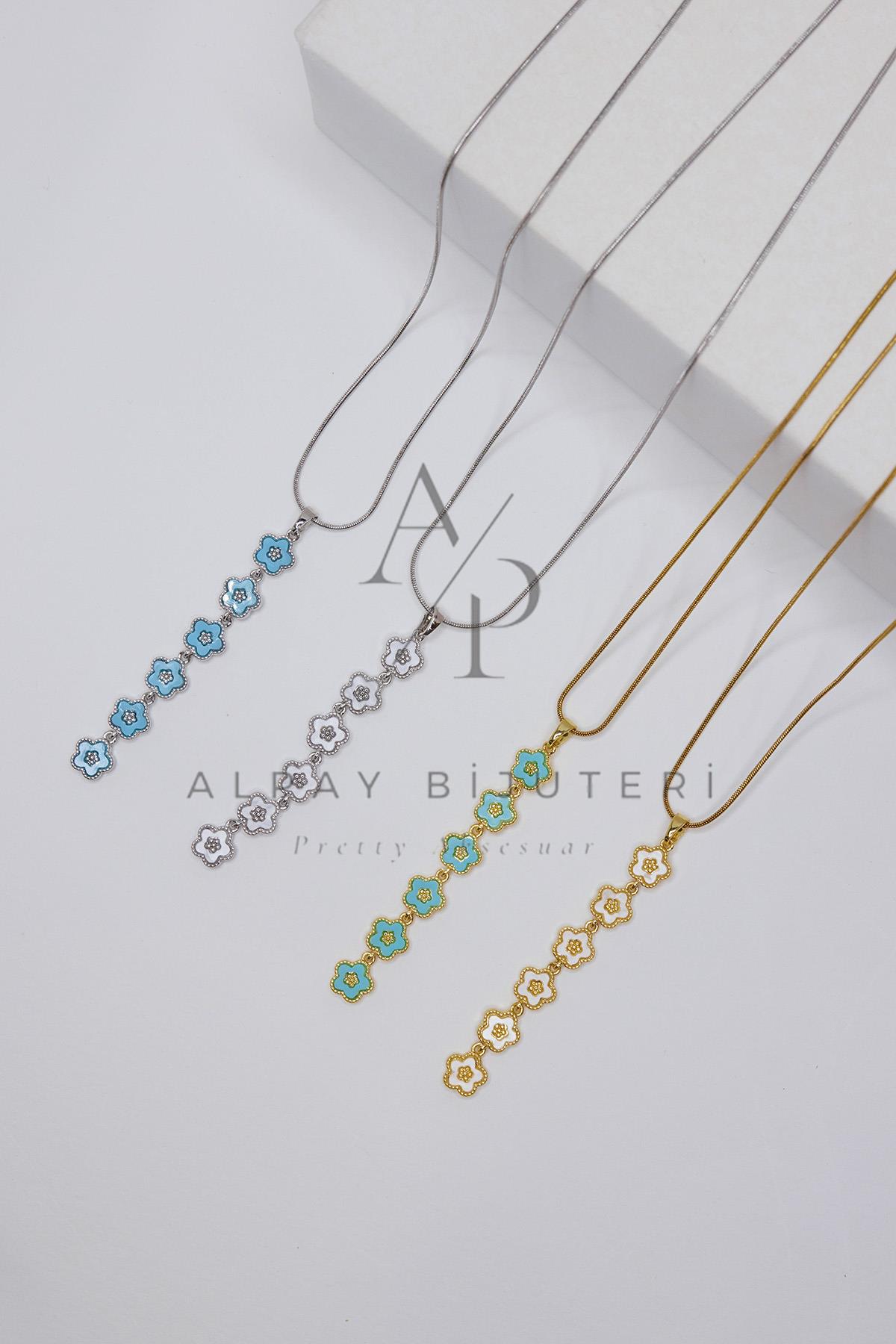 Çiçek Y Model Çelik Kolye