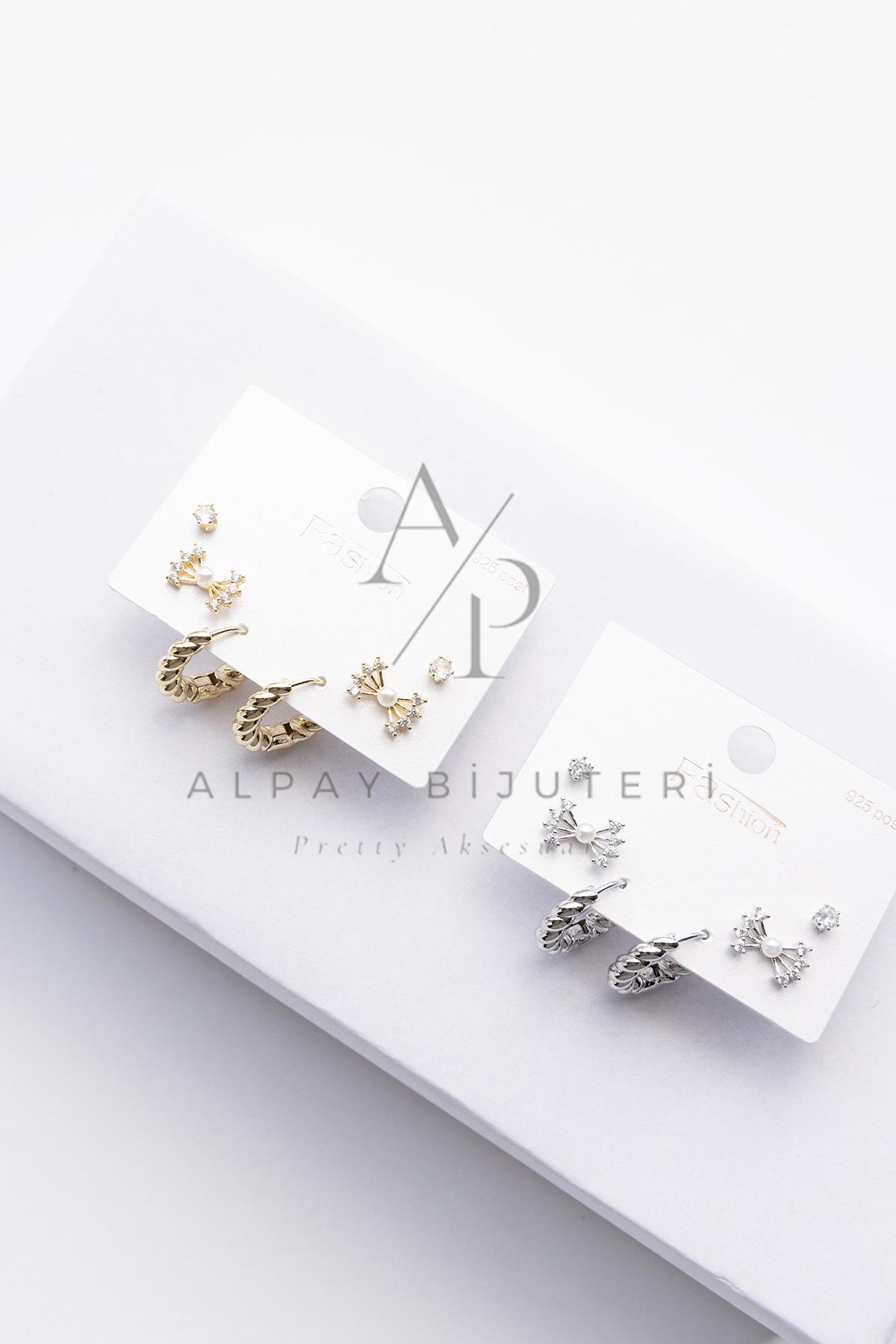 Altılı Şık Tasarım Küpe