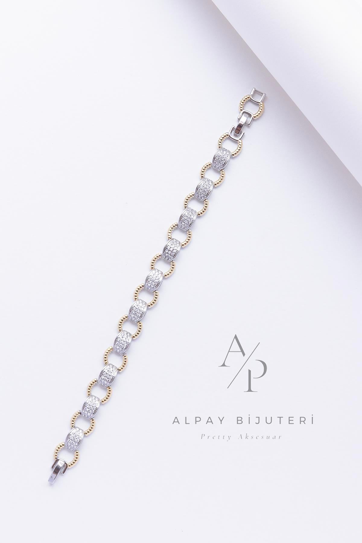 VIP Zirkon Gold Halka Bileklik