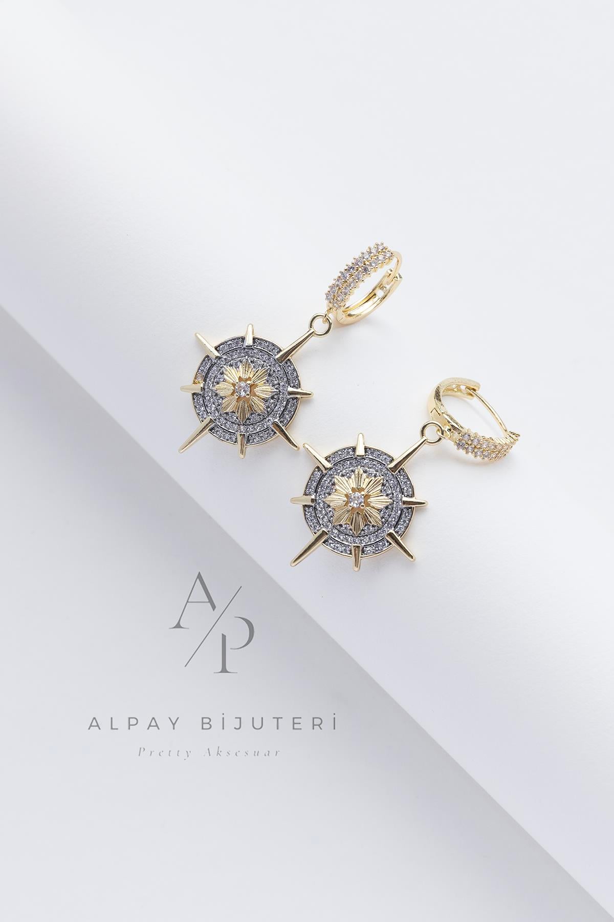 Zirkon Sallantılı Güneş Küpe