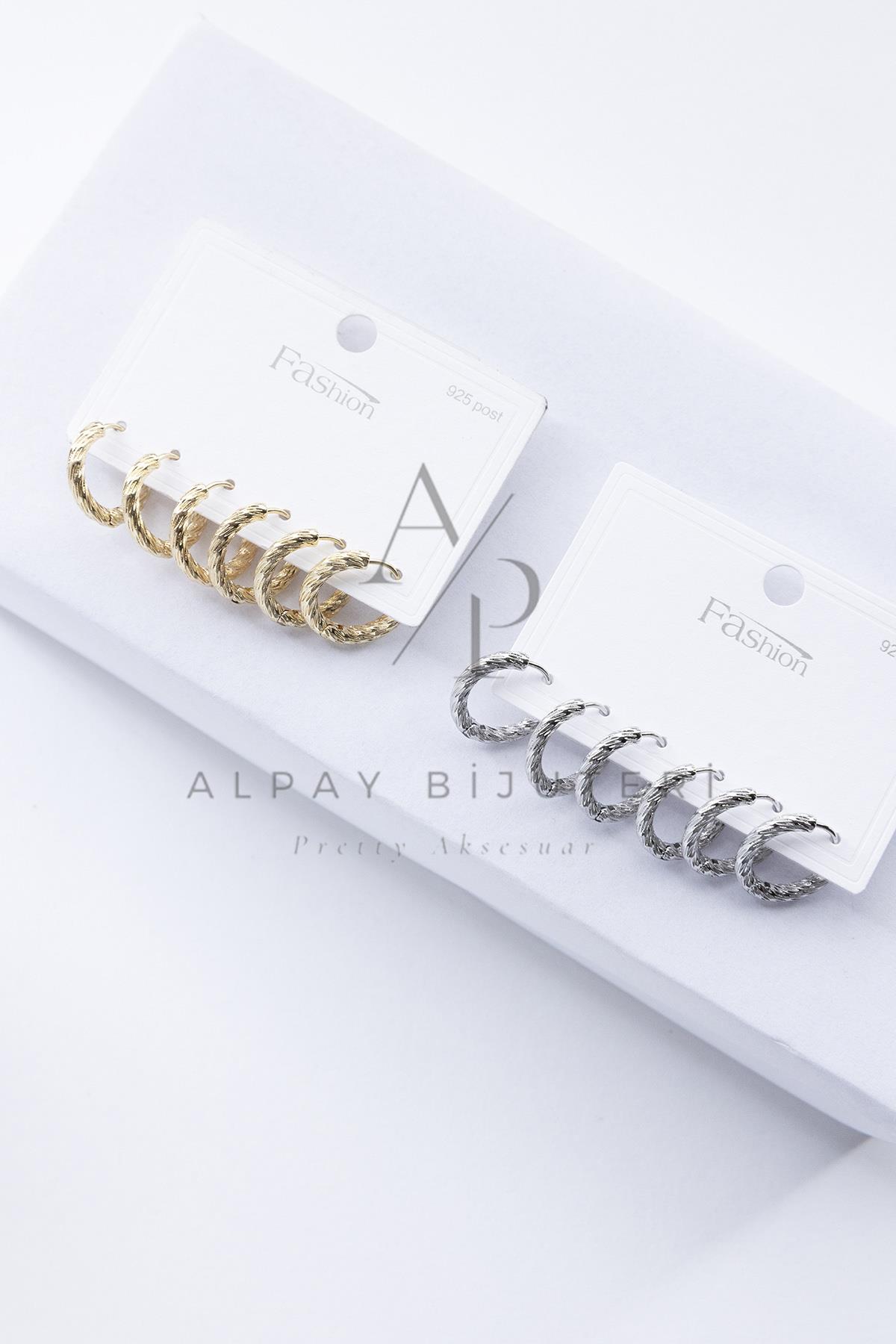 Altılı Şık Tasarım Küpe