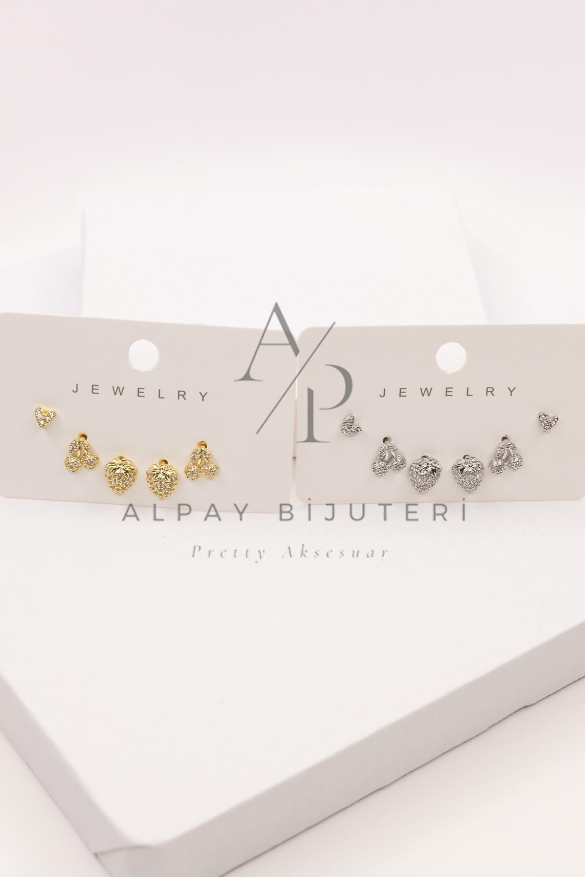 Altılı Şık Tasarım Küpe