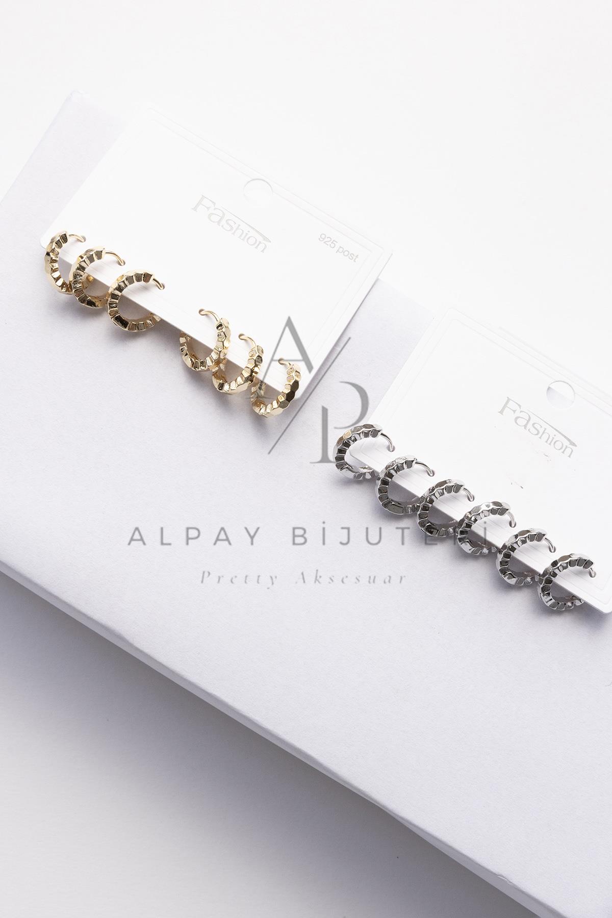 Altılı Şık Tasarım Küpe