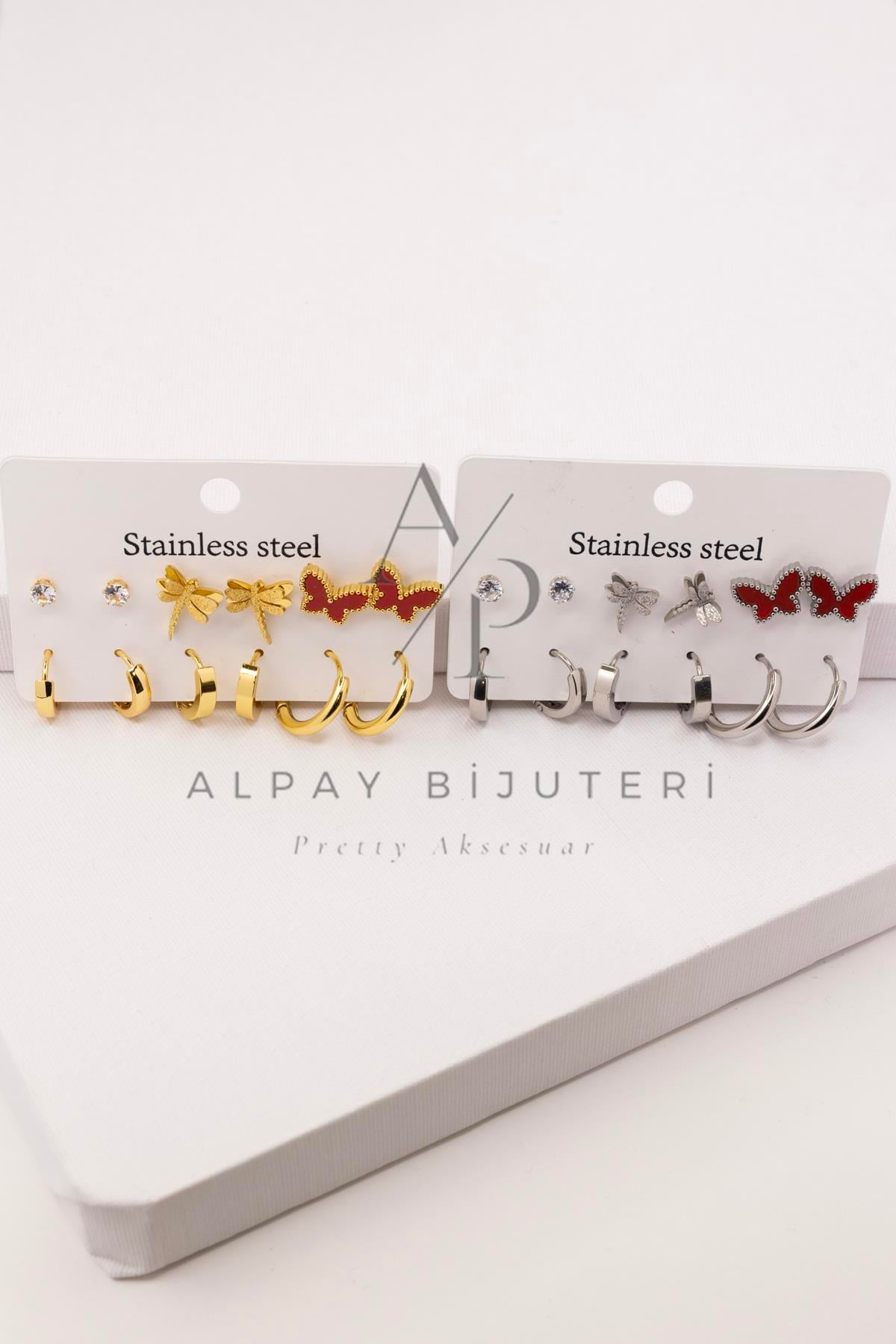 12 Parça Çelik Set Küpe