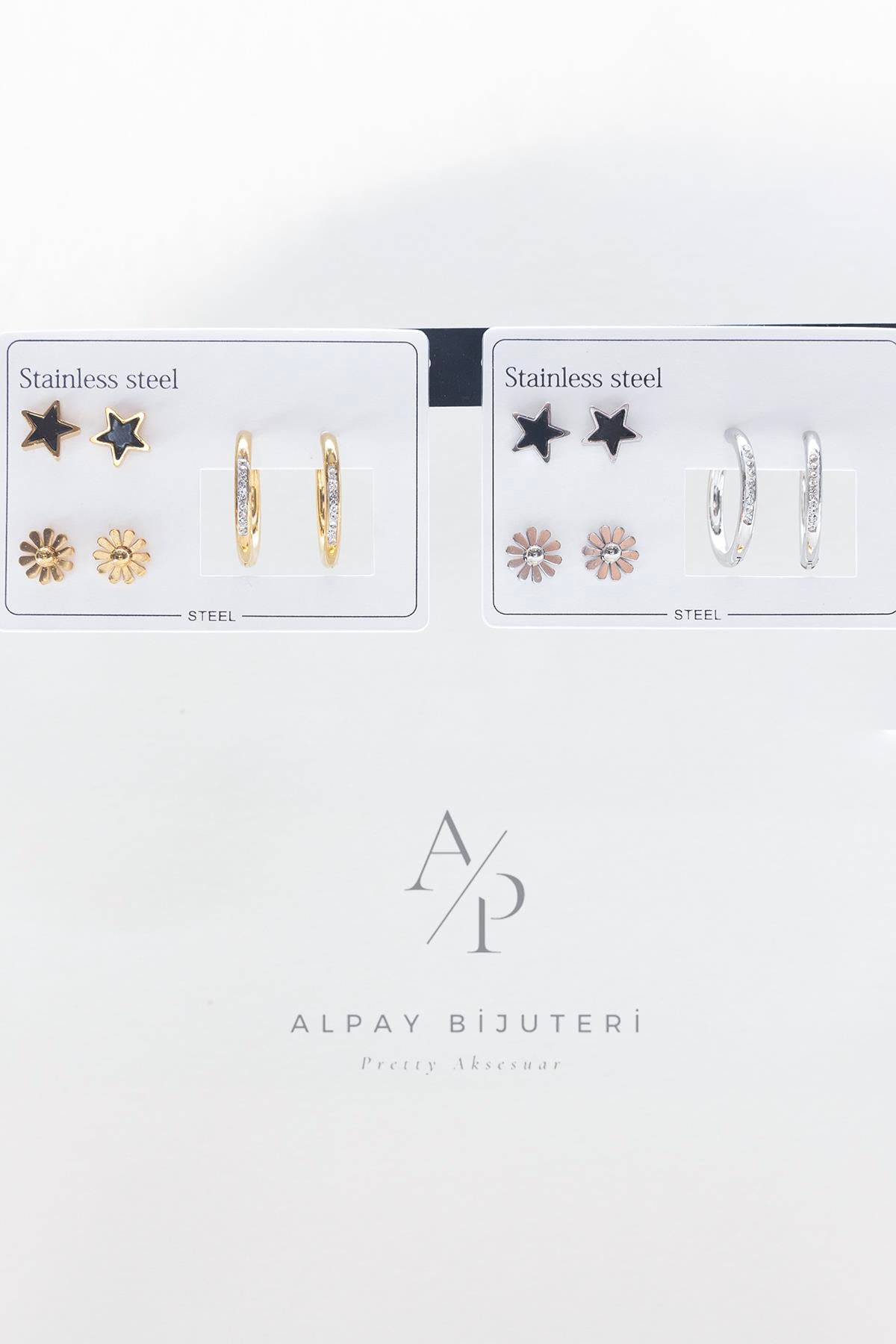 Altılı Çelik Küpe