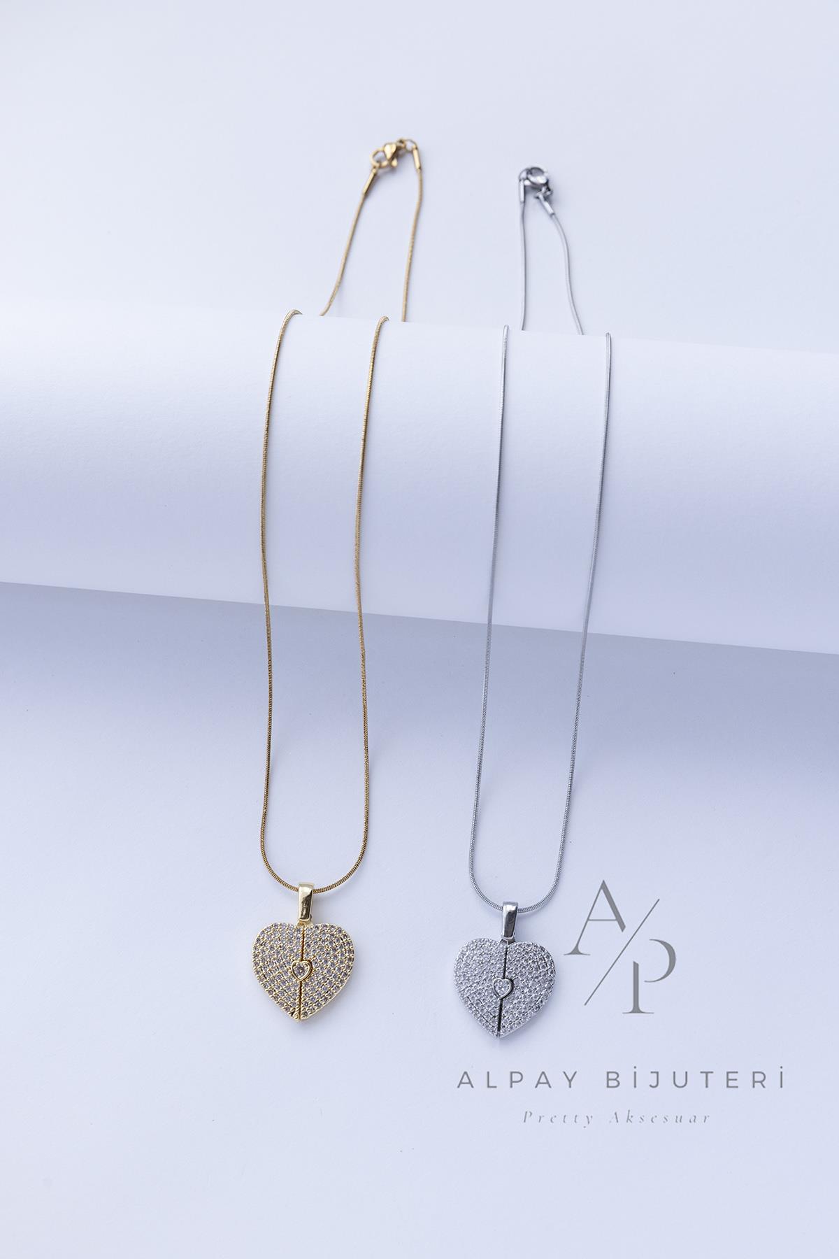 Parıltılı Kalp Model Kolye