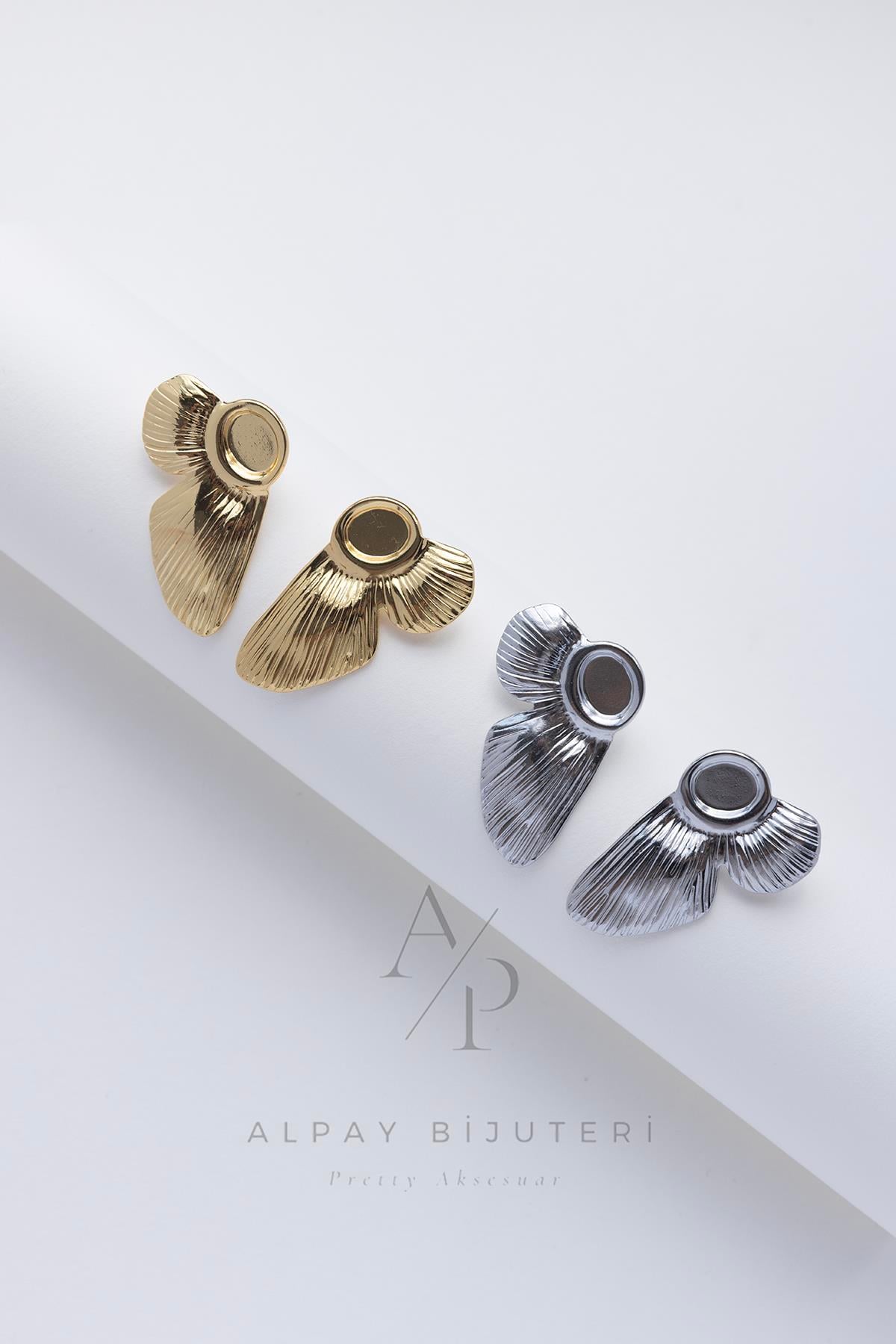 Kanat Motifli Çelik Küpe