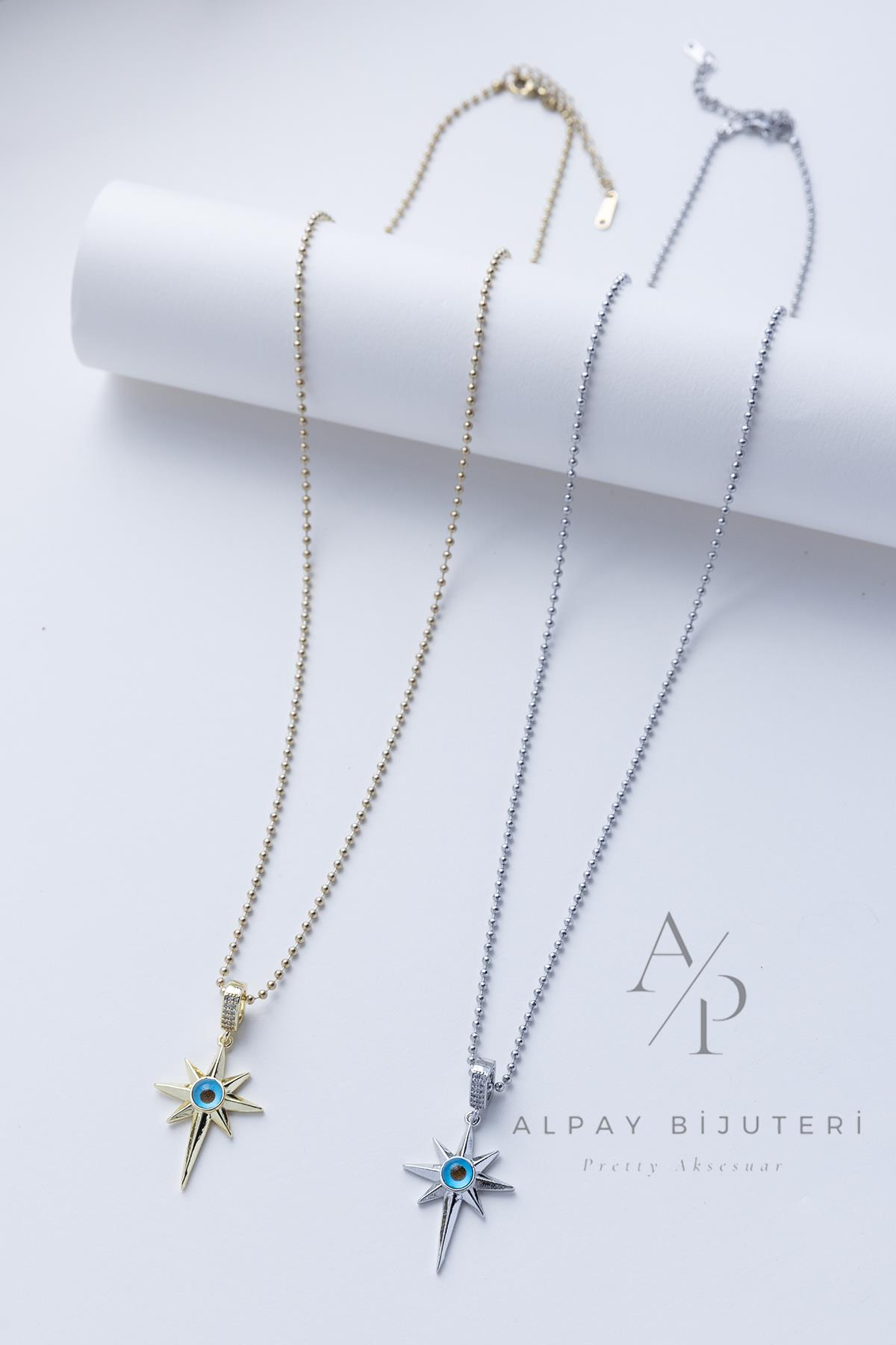 Gözbebeği Işıltı Sembol Çelik Kolye