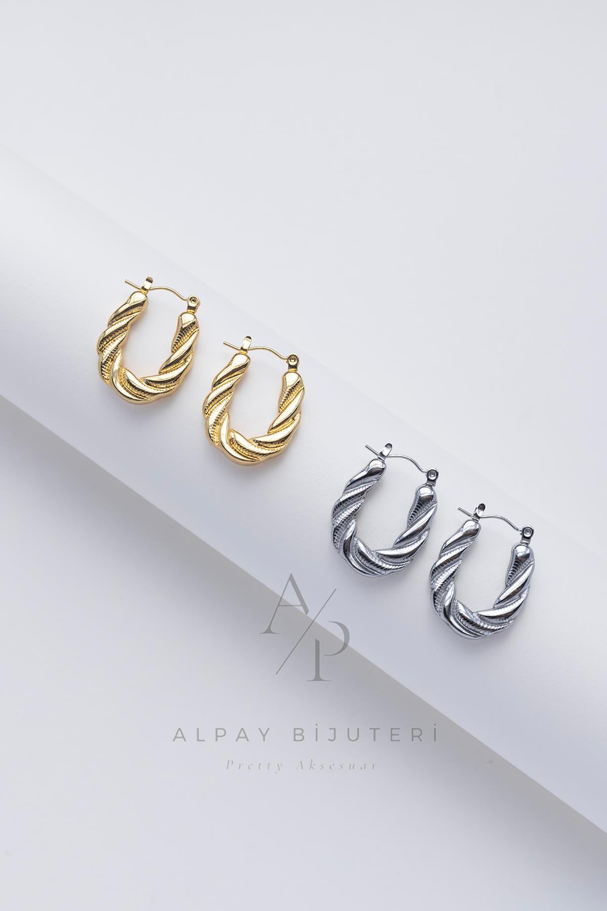 Vintage Burgu Çelik Küpe