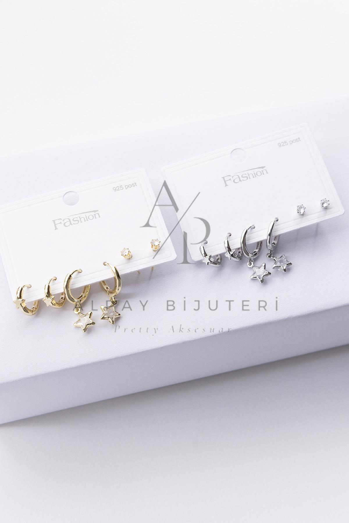 Altılı Şık Tasarım Küpe