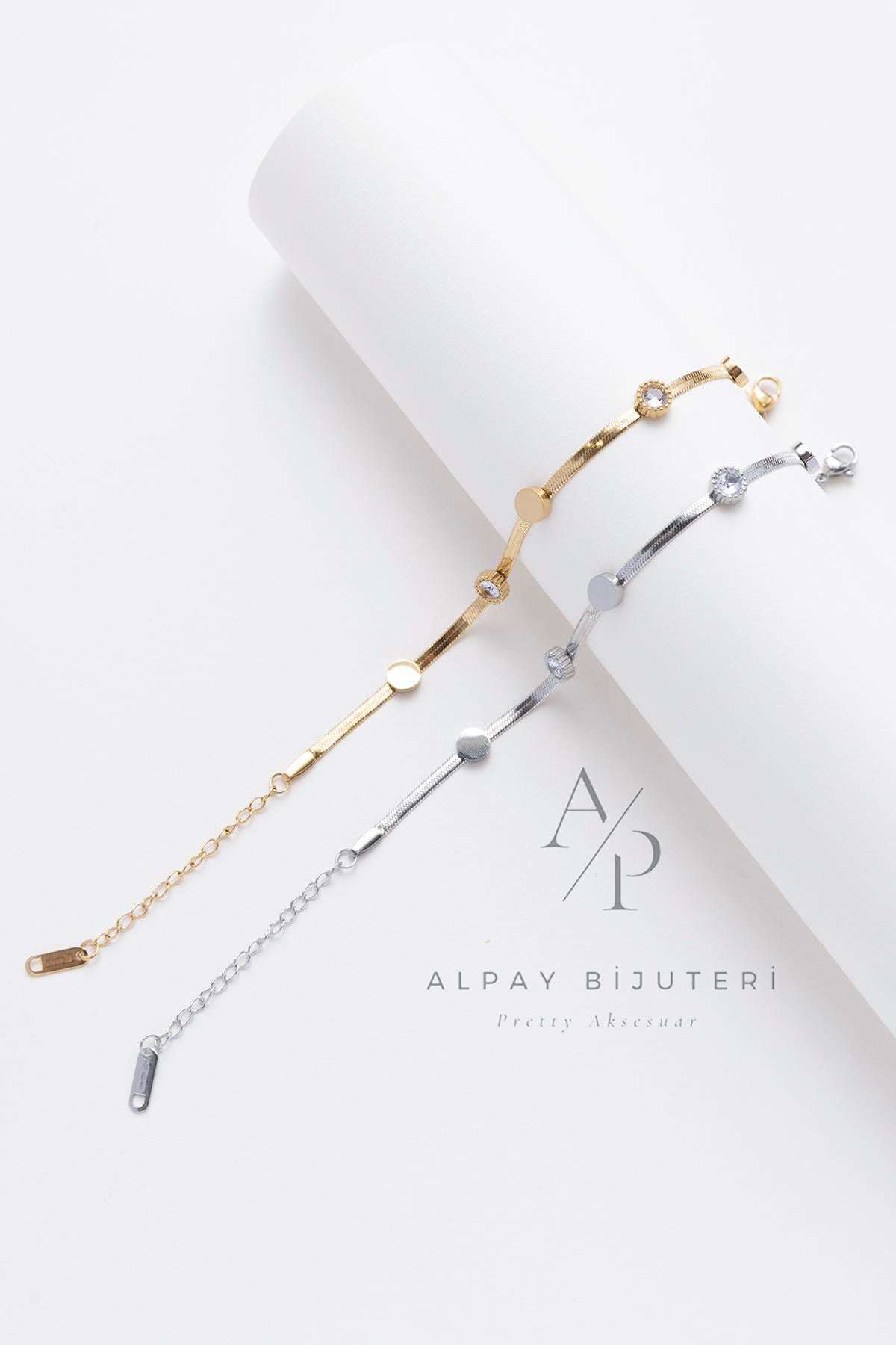 Nokta Işıltı Çelik Bileklik