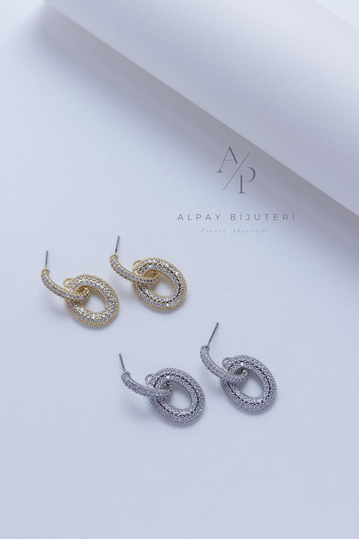 Zirkon Taş Halka Detay Küpe