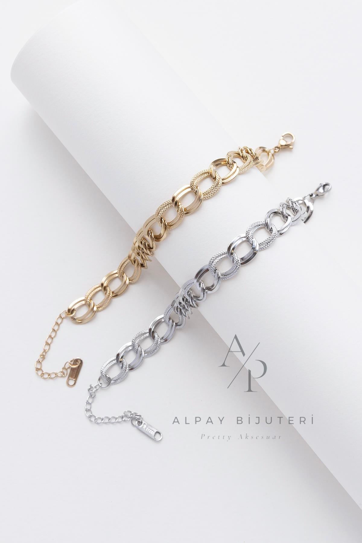 Kalın Zincir Çelik Bileklik