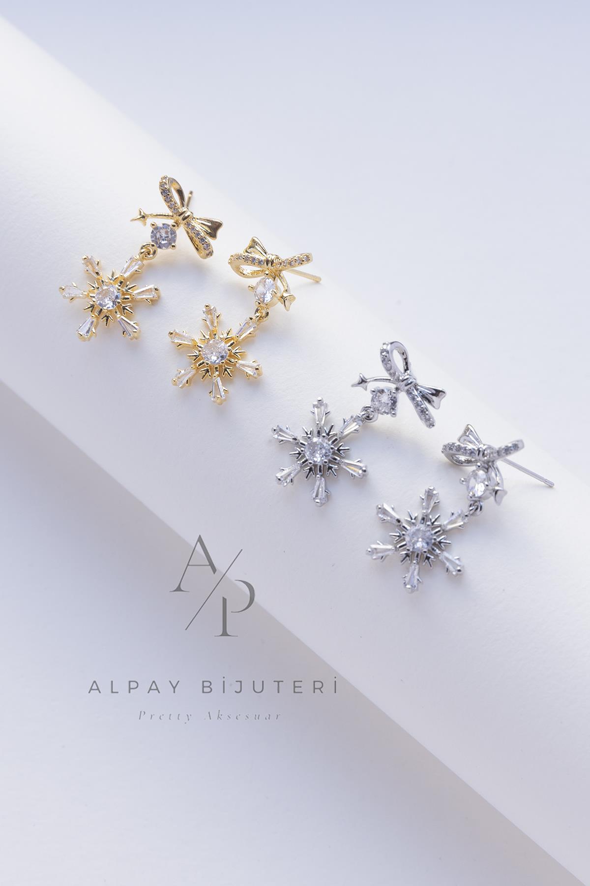 Zirkon Kar Tanesi Sallantılı Küpe