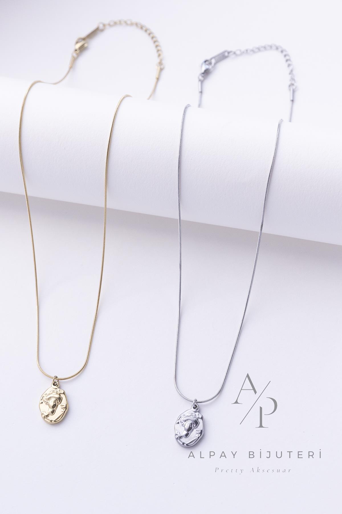 Taş Model Çelik Kolye