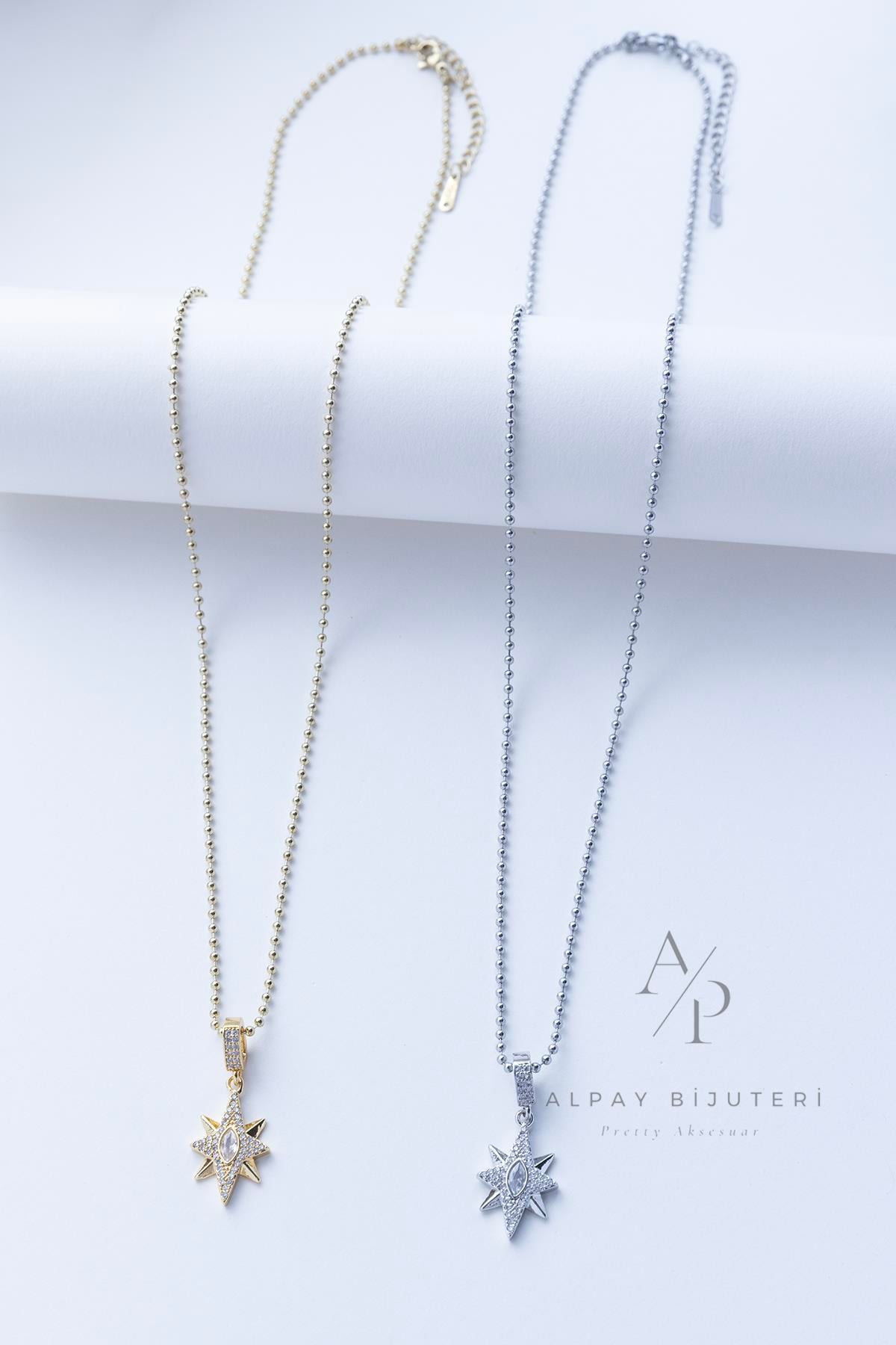 Işıltı Taş Sembol Çelik Kolye