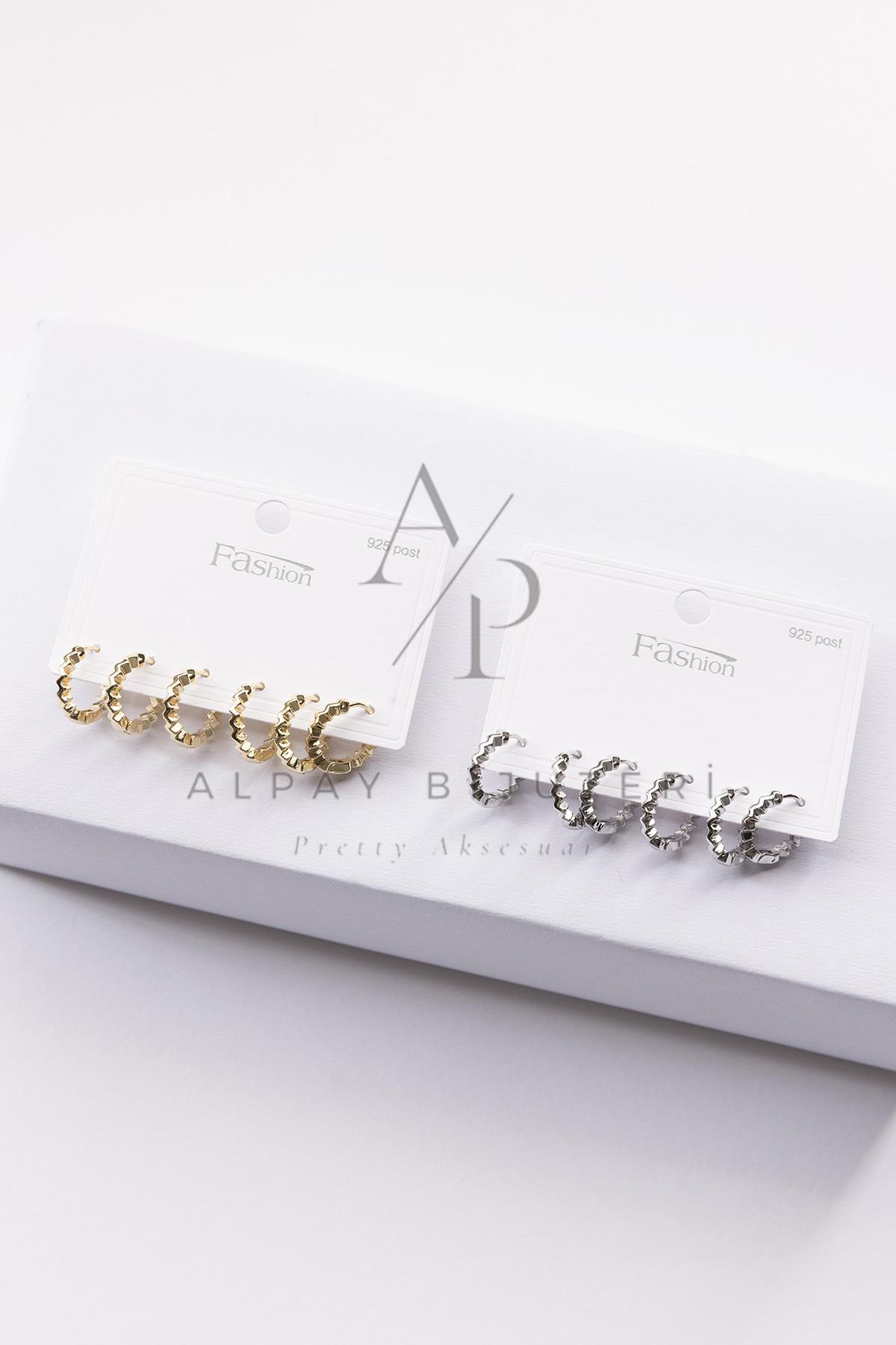 Altılı Şık Tasarım Küpe