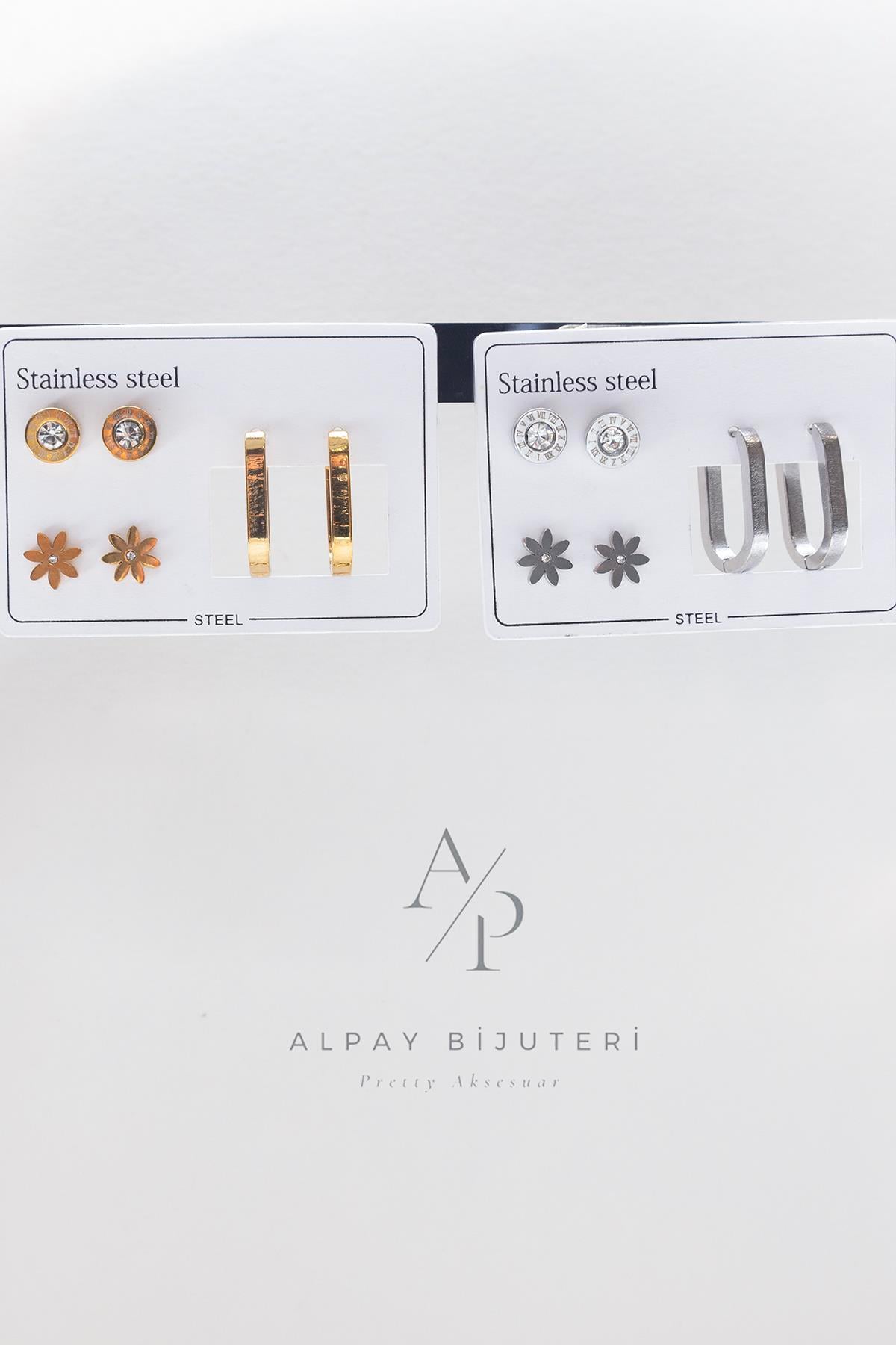 Altılı Çelik Küpe
