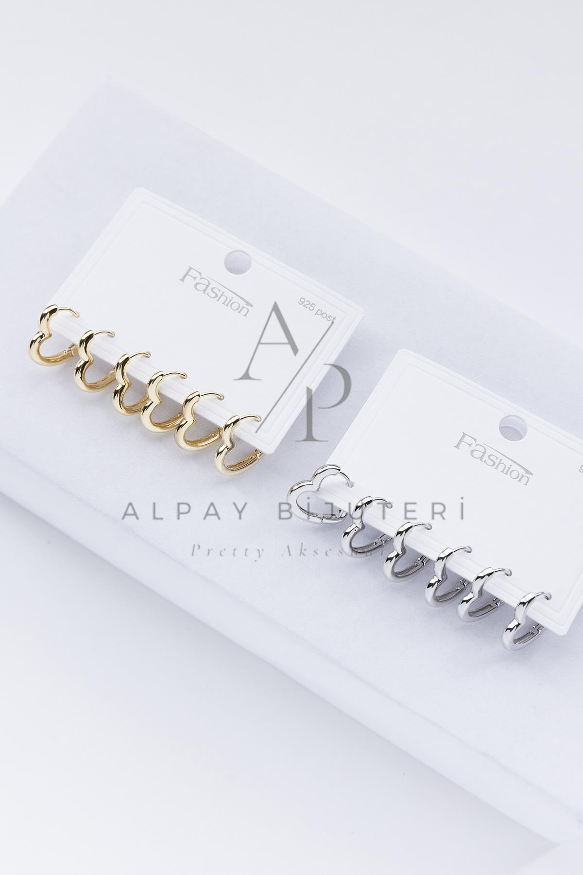 Altılı Kalp Halka Küpe