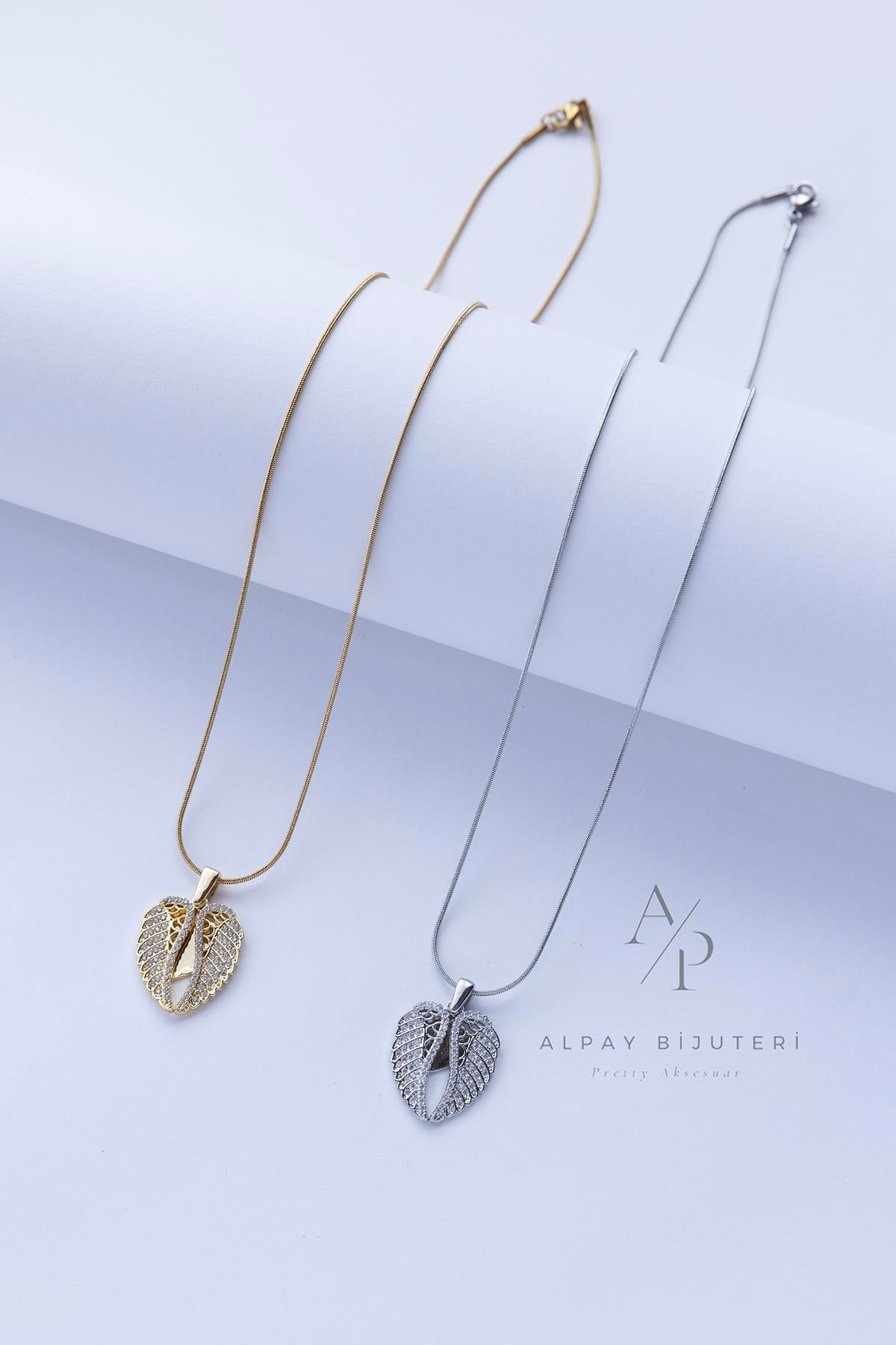 Kanat Parıltılı Çelik Kolye