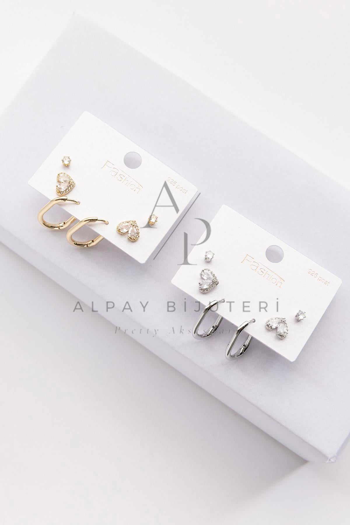 Altılı Şık Tasarım Küpe