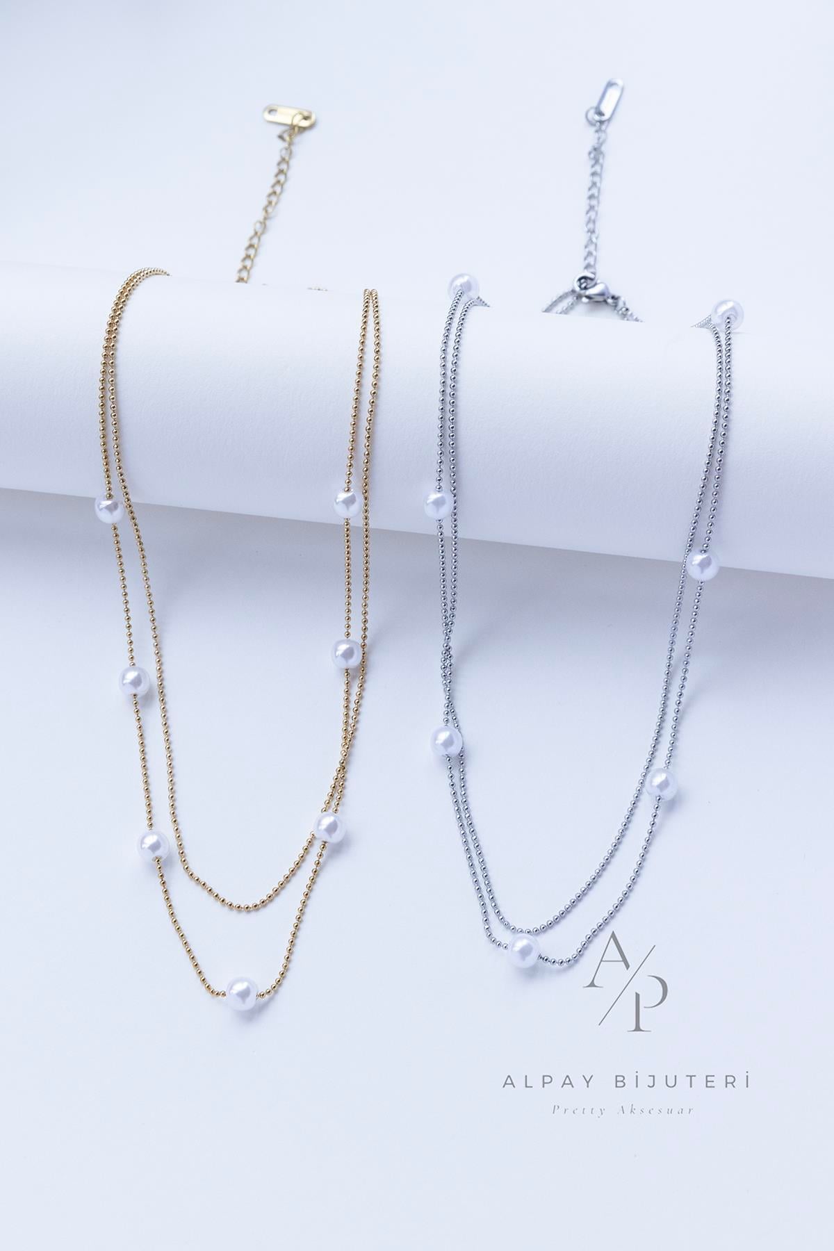 İnci Detay Çelik Kolye