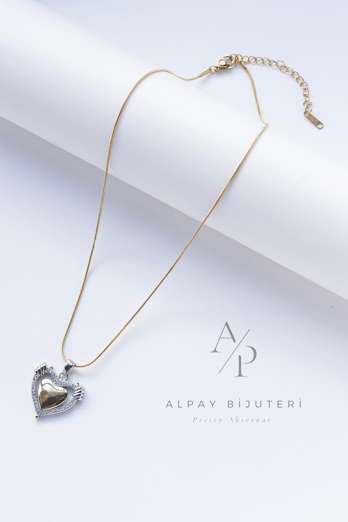 Kalp Model Çelik Kolye