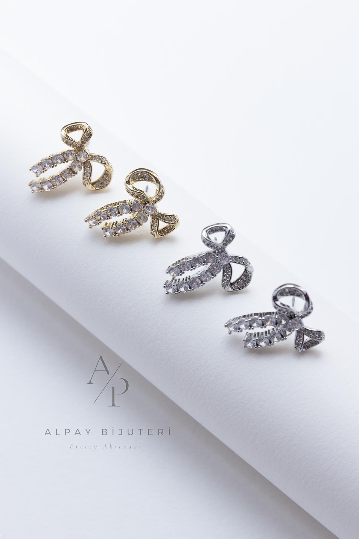 Zirkon Taş Kurdele Küpe