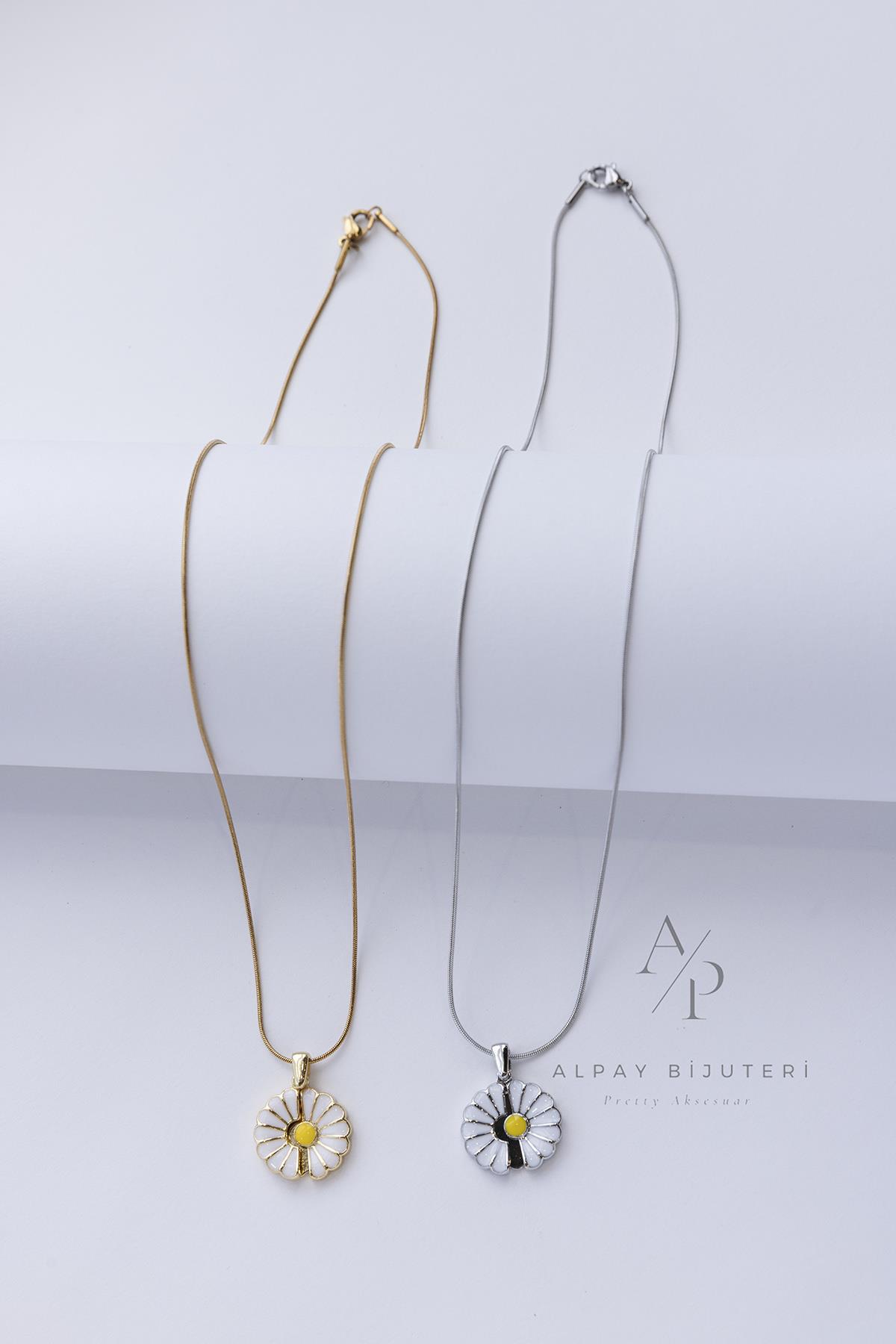 Papatya Model Çelik Kolye