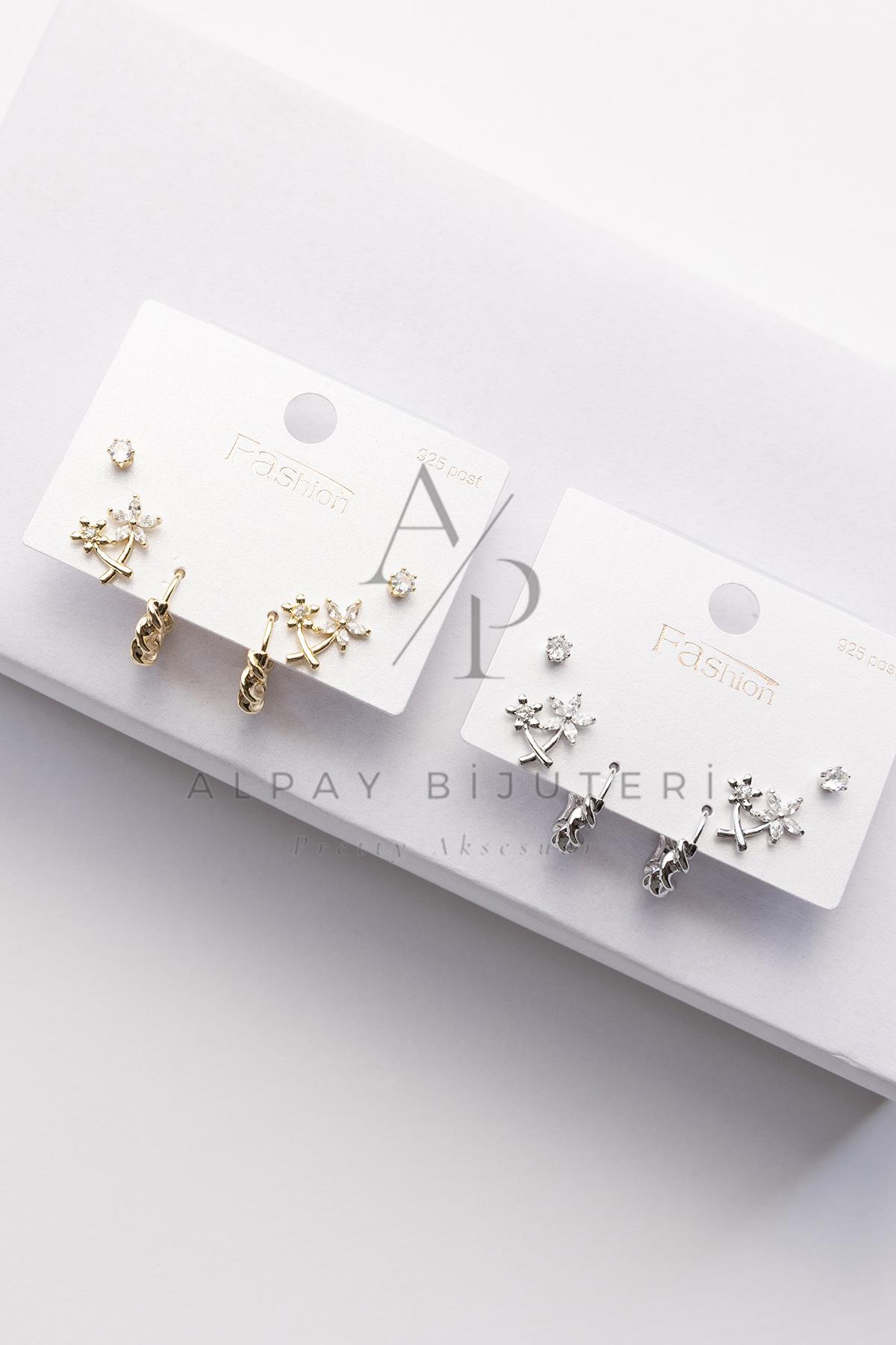 Altılı Şık Tasarım Küpe