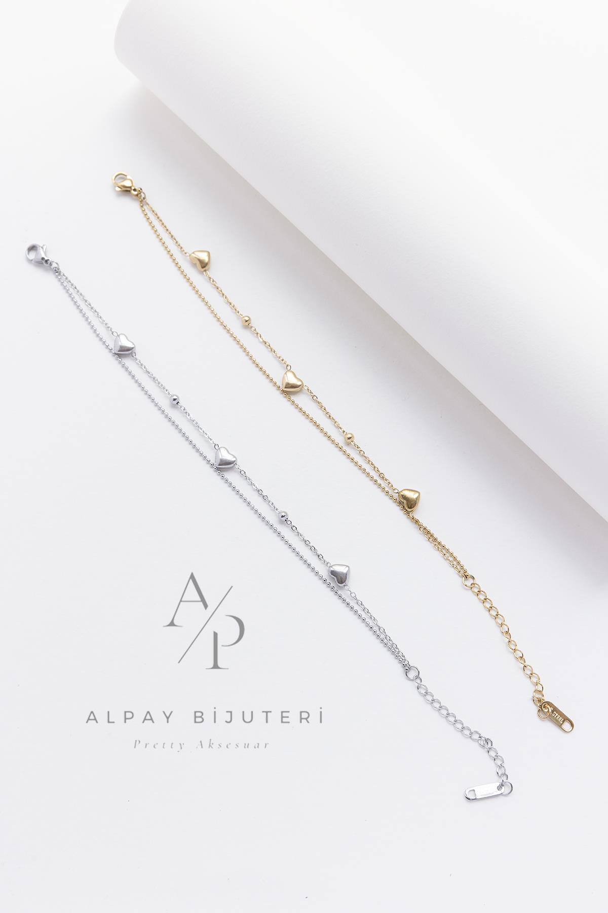 Kalp Model İkili Zincir Bileklik