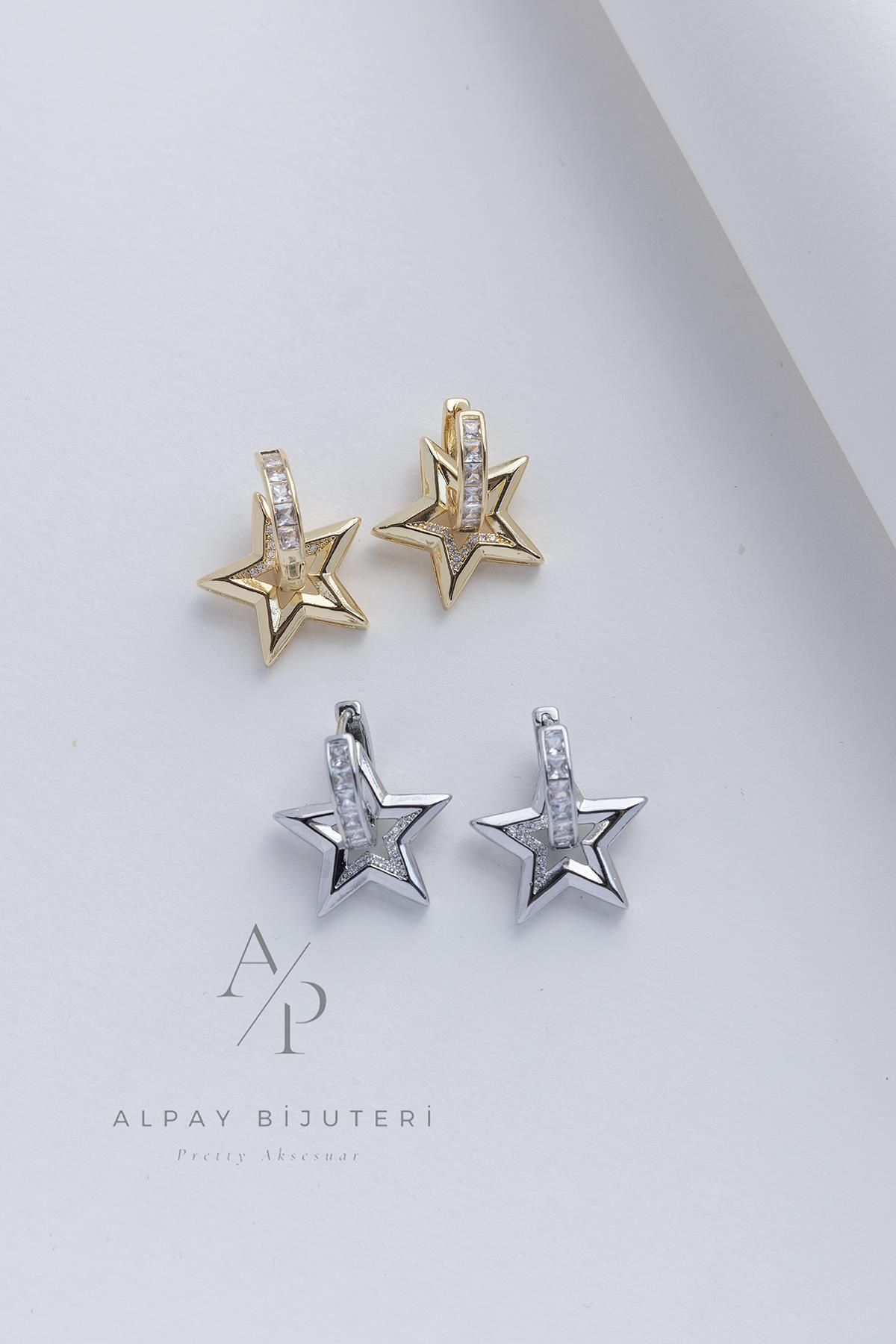 Zirkon Taş Yıldız Küpe